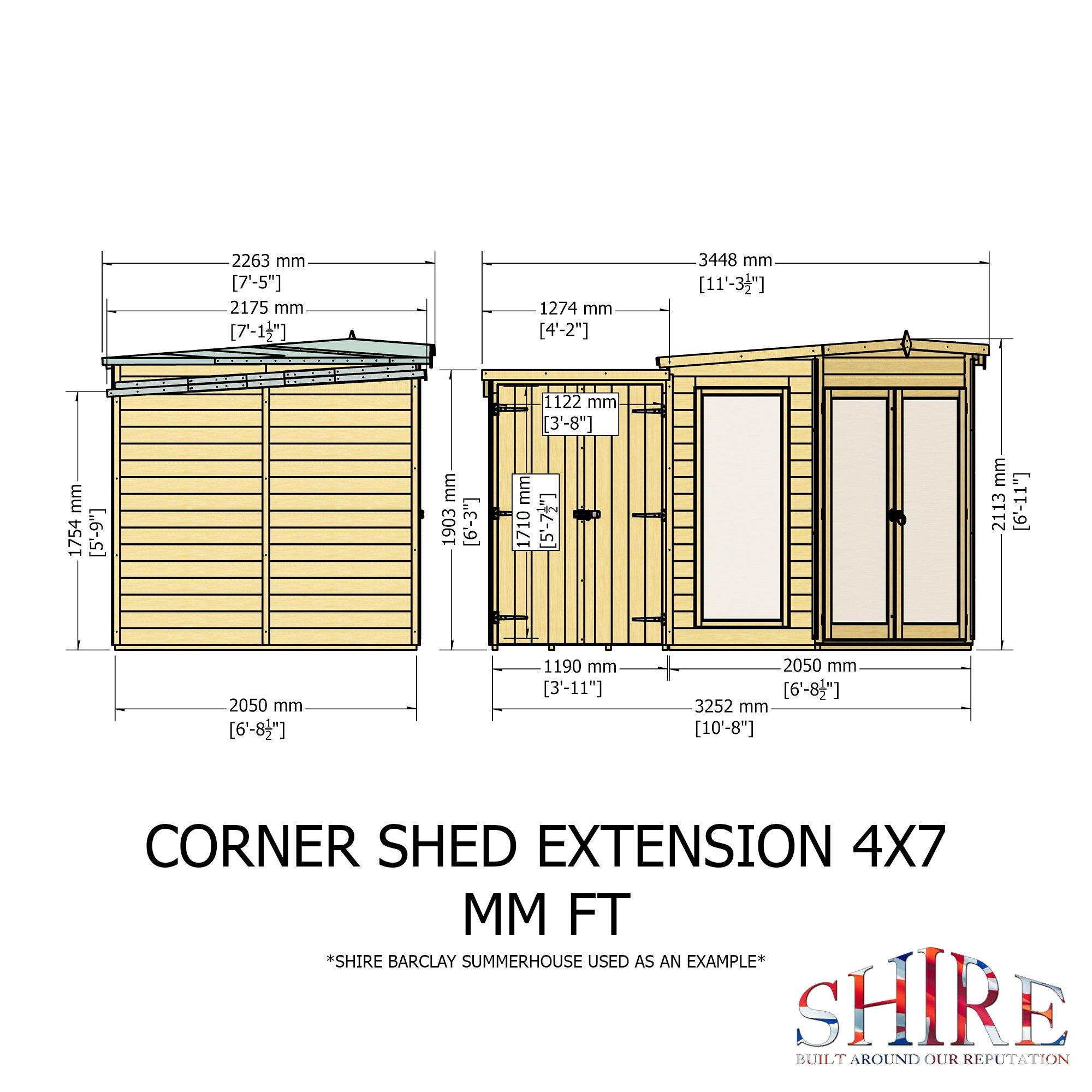 Wood - Shire - Barclay SummerHouse With Side Shed 7x11 - 4