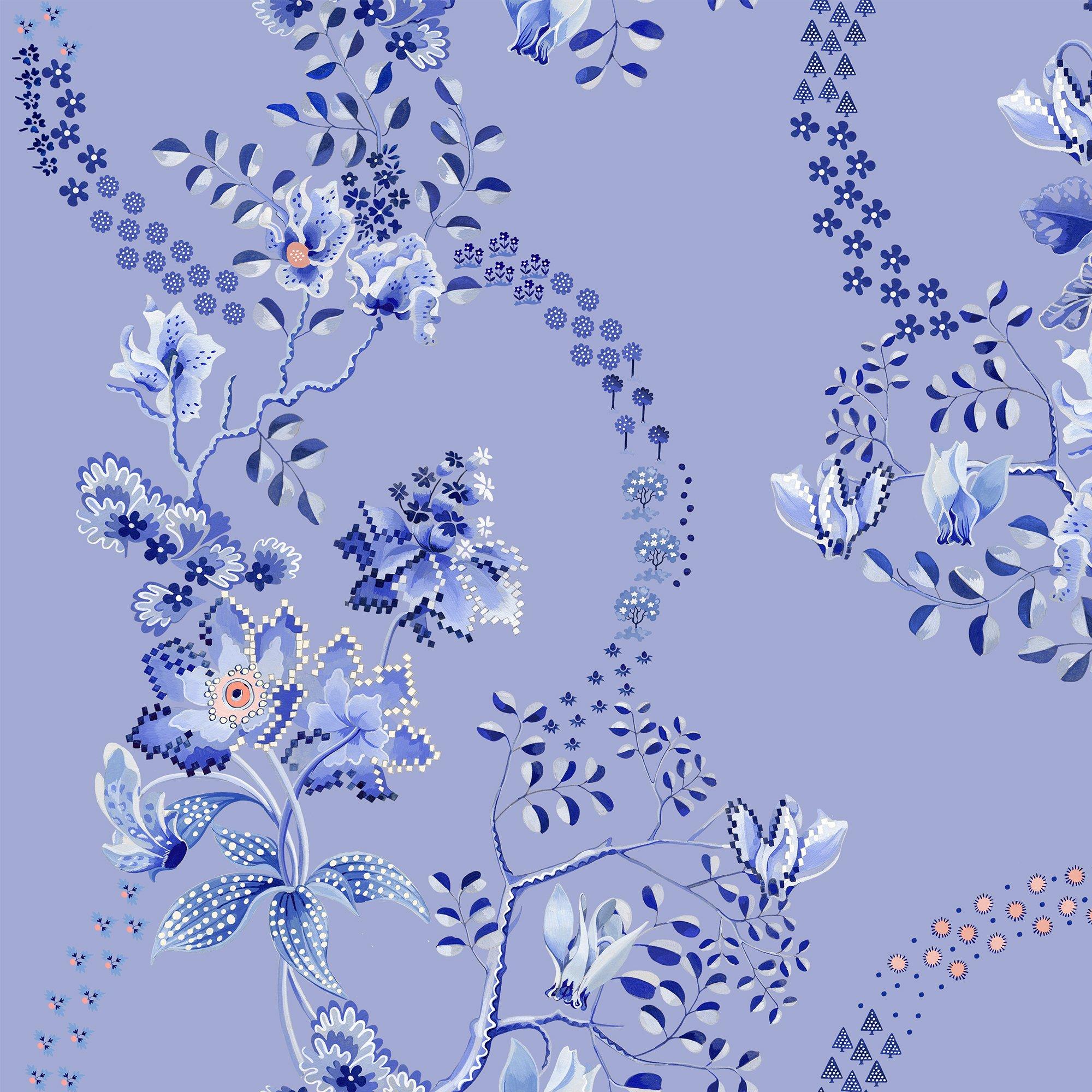 Cath Kidston  Road Floral Wallpaper Dusky Blue