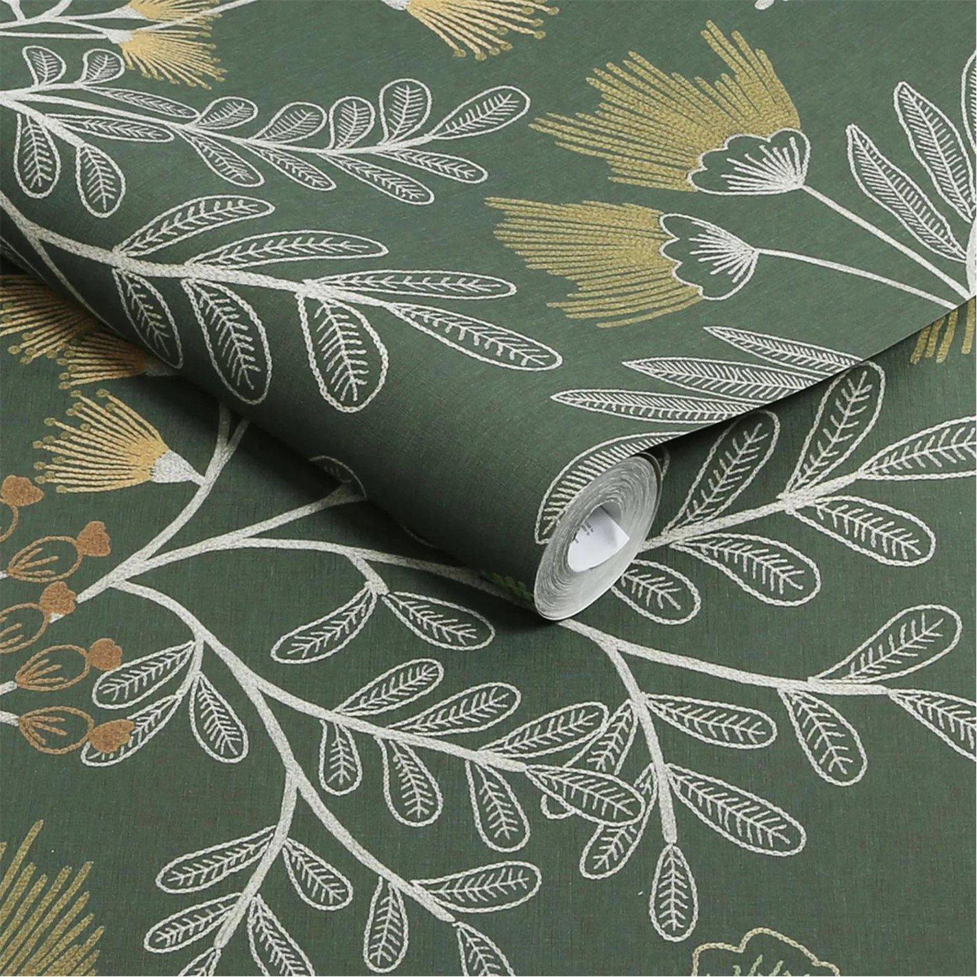 Forest Green - Superfresco Easy - Richmond Green Floral Wallpaper - 3