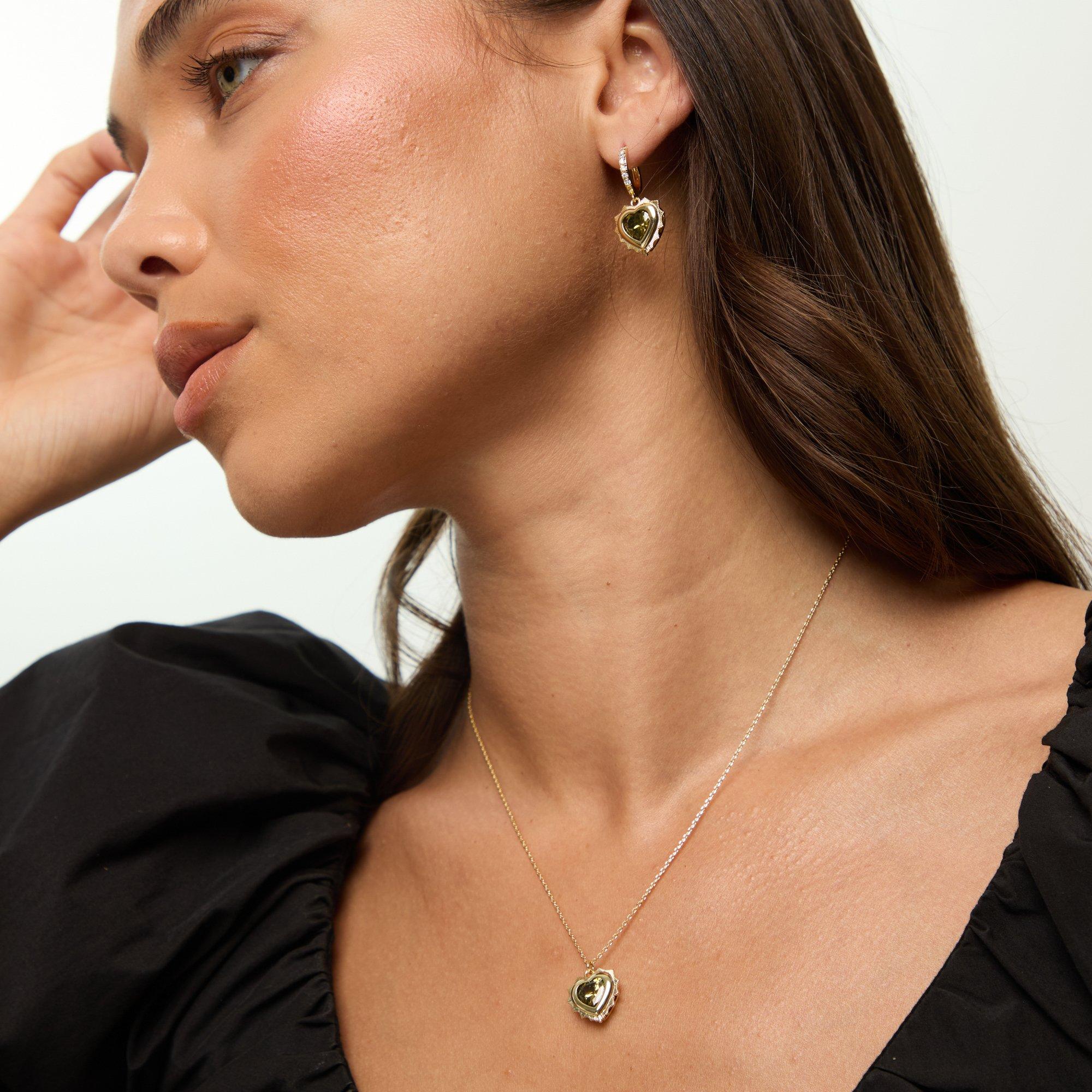 Gold - Jon Richard - 14Ct Gold Plated Heart Birthstone Huggies - August - 4