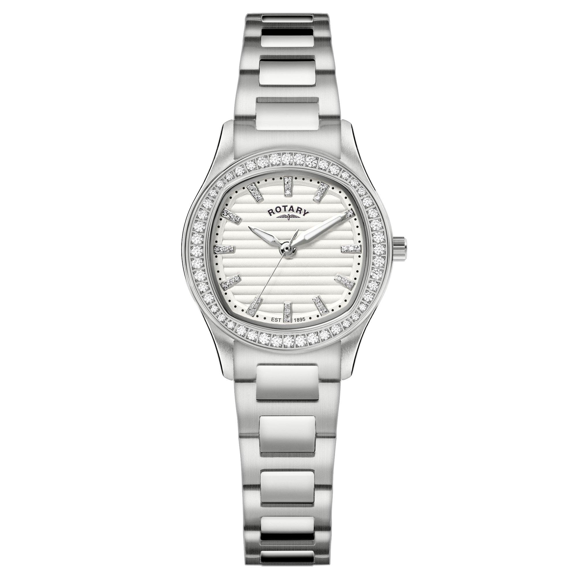 Silver - Rotary - Ladies Brilliance Stone Set SS Bracelet Wat - 1