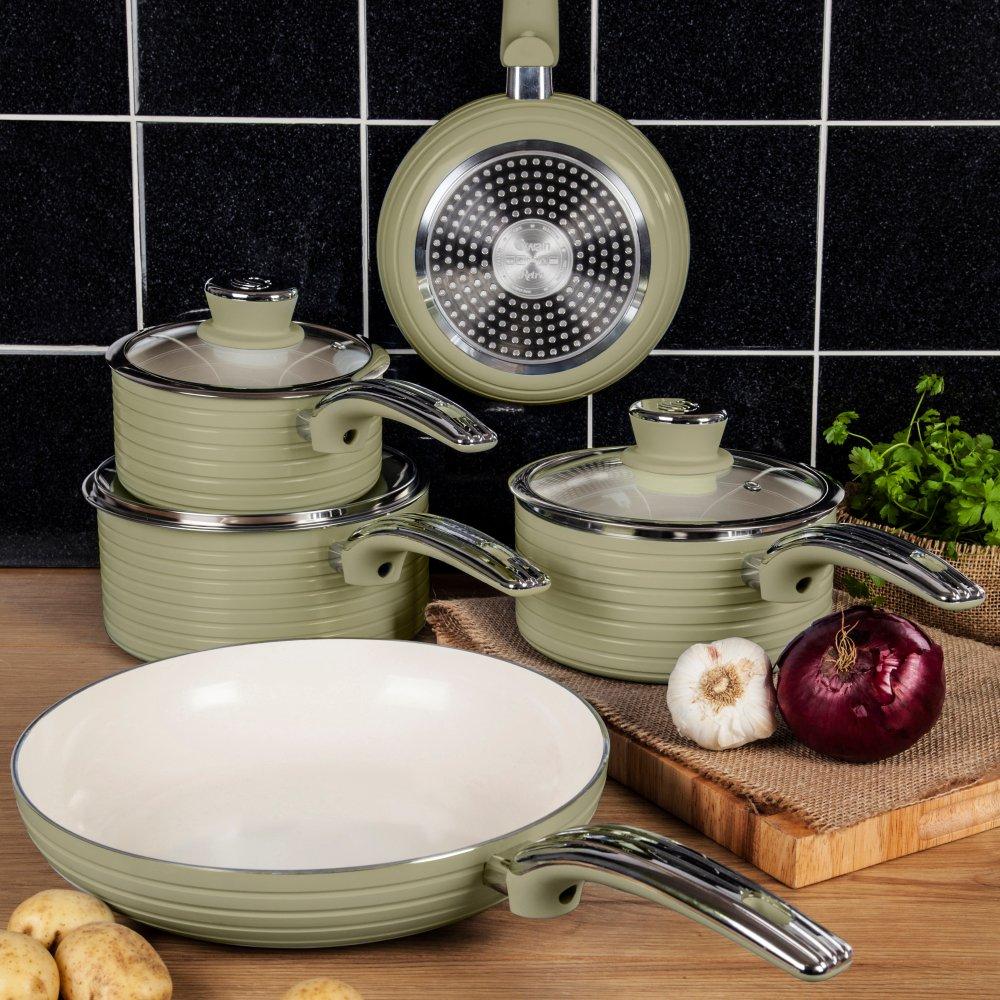 Green - Swan - Retro 5 Piece Pan Set Green - 2