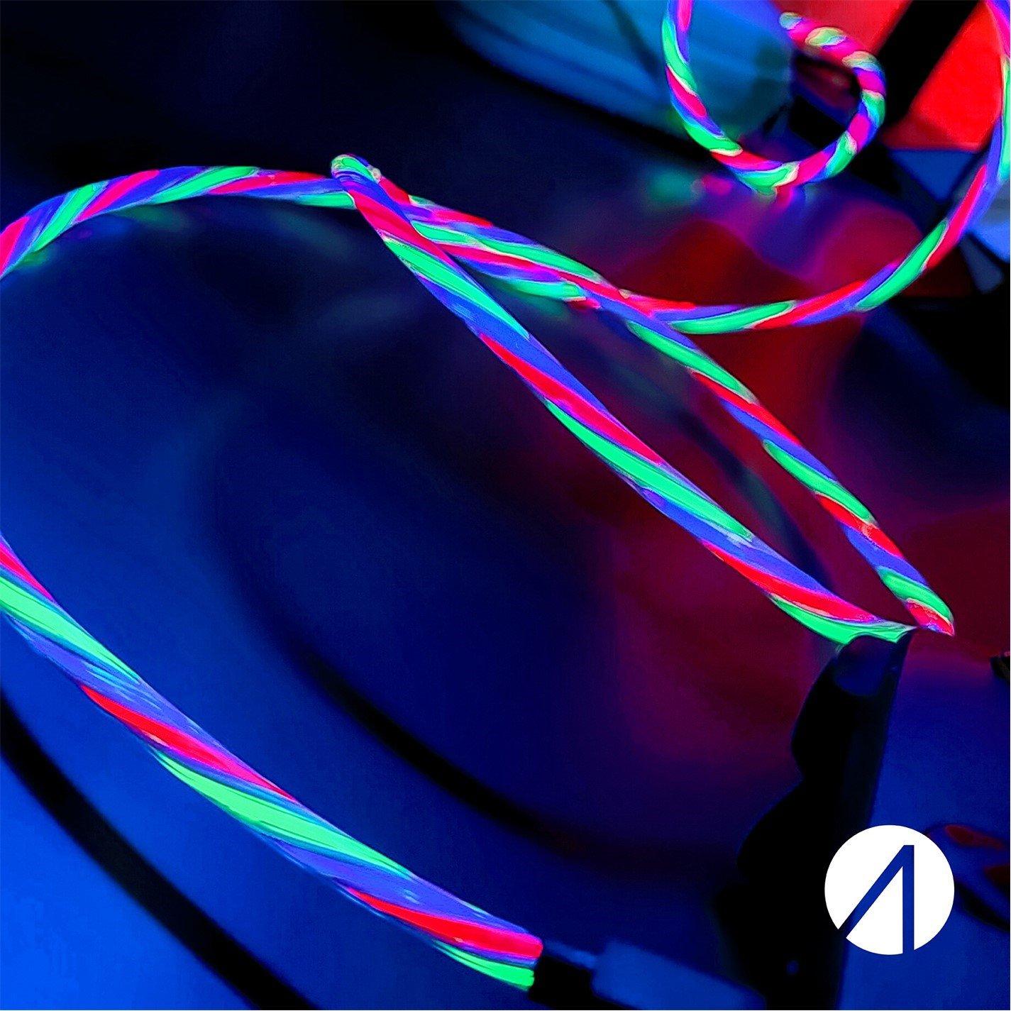 Multi - Stealth - PS5 Nintendo Switch 2m Light Up LED Twin Play & Charge Cables (USB-C) - 6