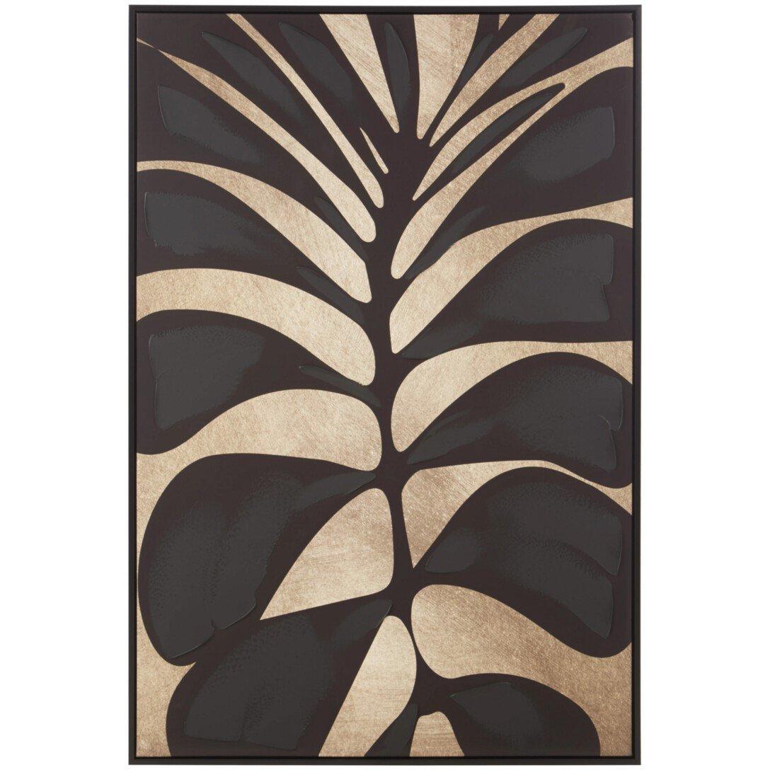 Black Gold - Fifty Five South - Astratto Canvas Black Leaf Design Wall Art - 1