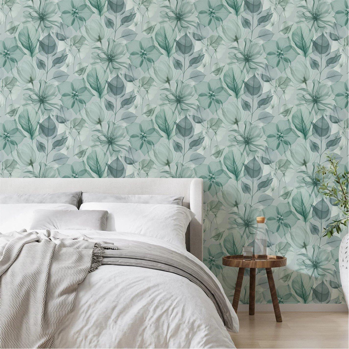 Aquamarine - Superfresco Easy - Arlington Blue Floral Wallpaper - 1