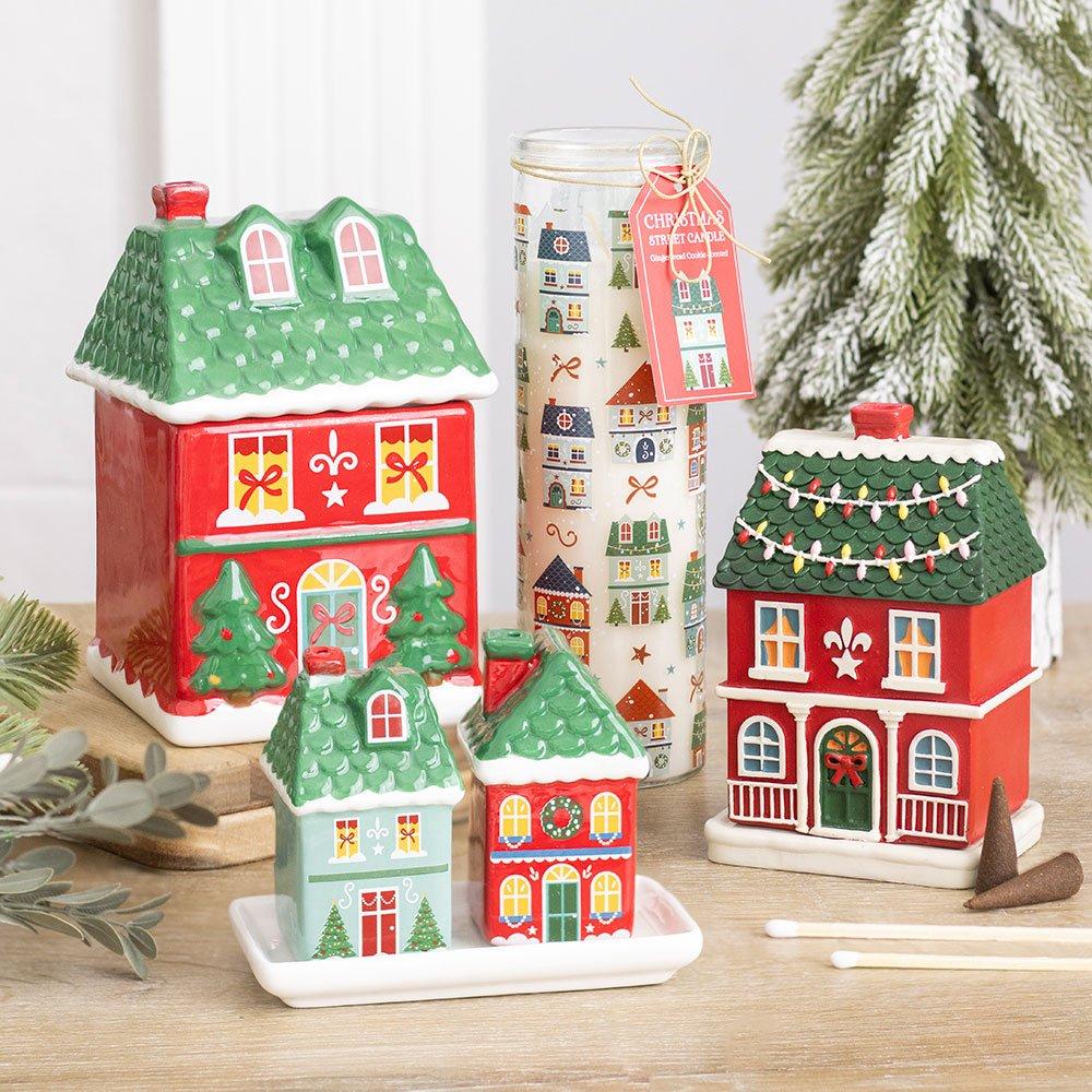 White - Something Different - Red Christmas House Incense Cone Burner - 5