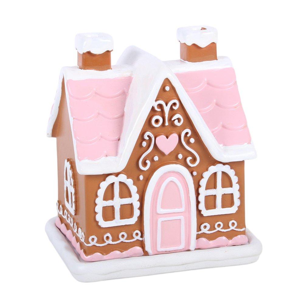 White - Something Different - Pink Gingerbread House Incense Cone Burner - 2