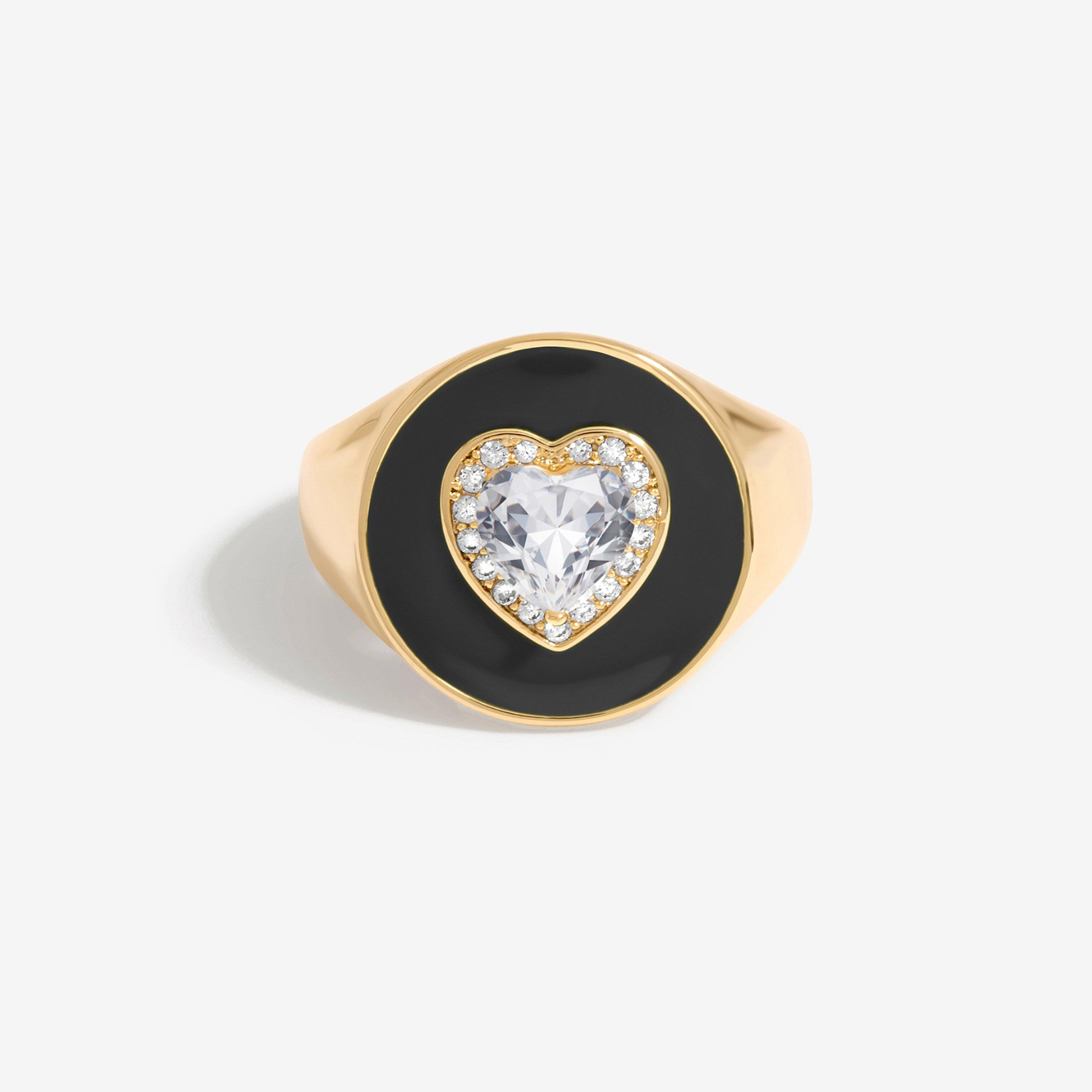Gold - Jon Richard - Gold Plated Cubic Zirconia Heart And Enamel Ring - 1