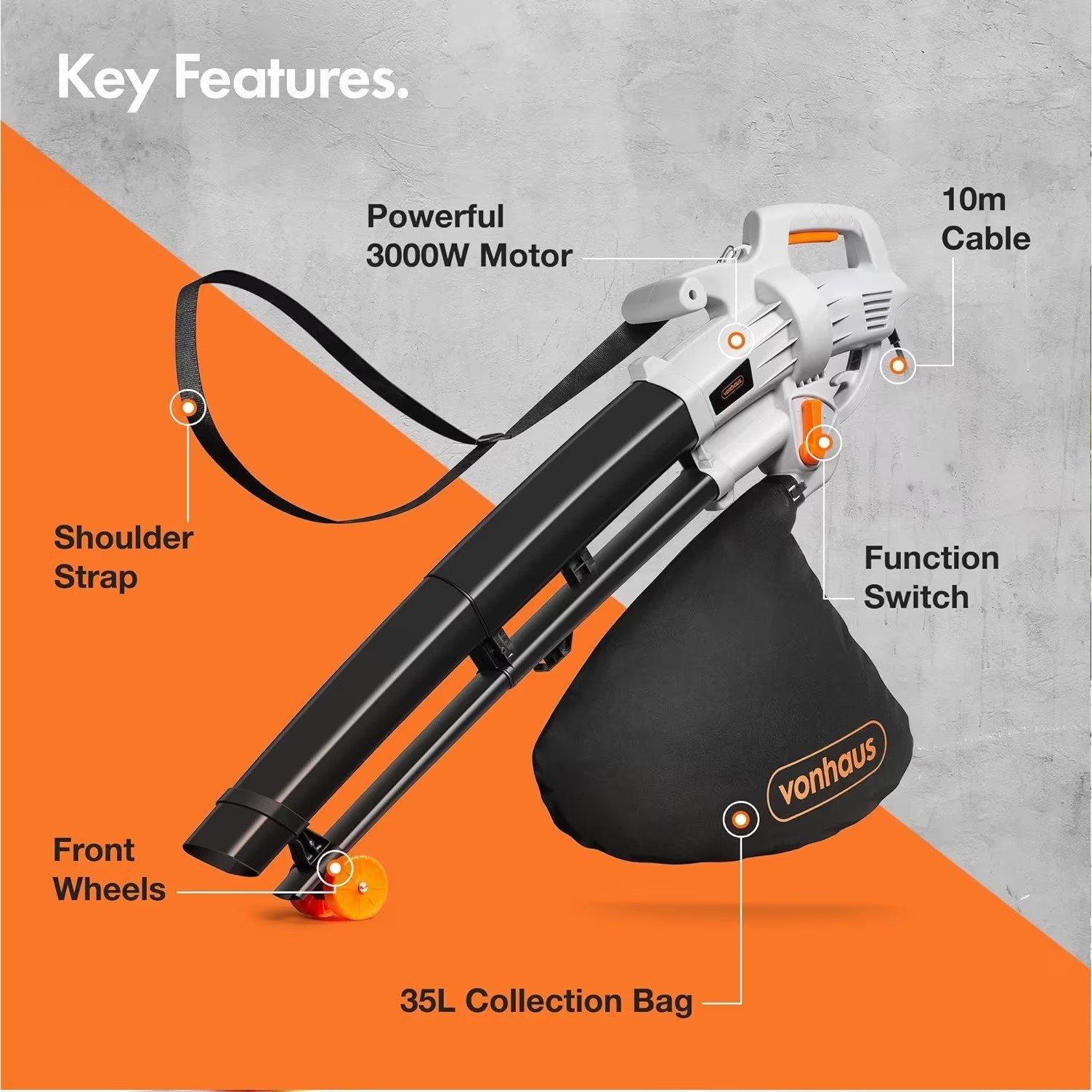 Grey - VonHaus - VonHaus Leaf Blower with Vacuum & Mulcher - 6