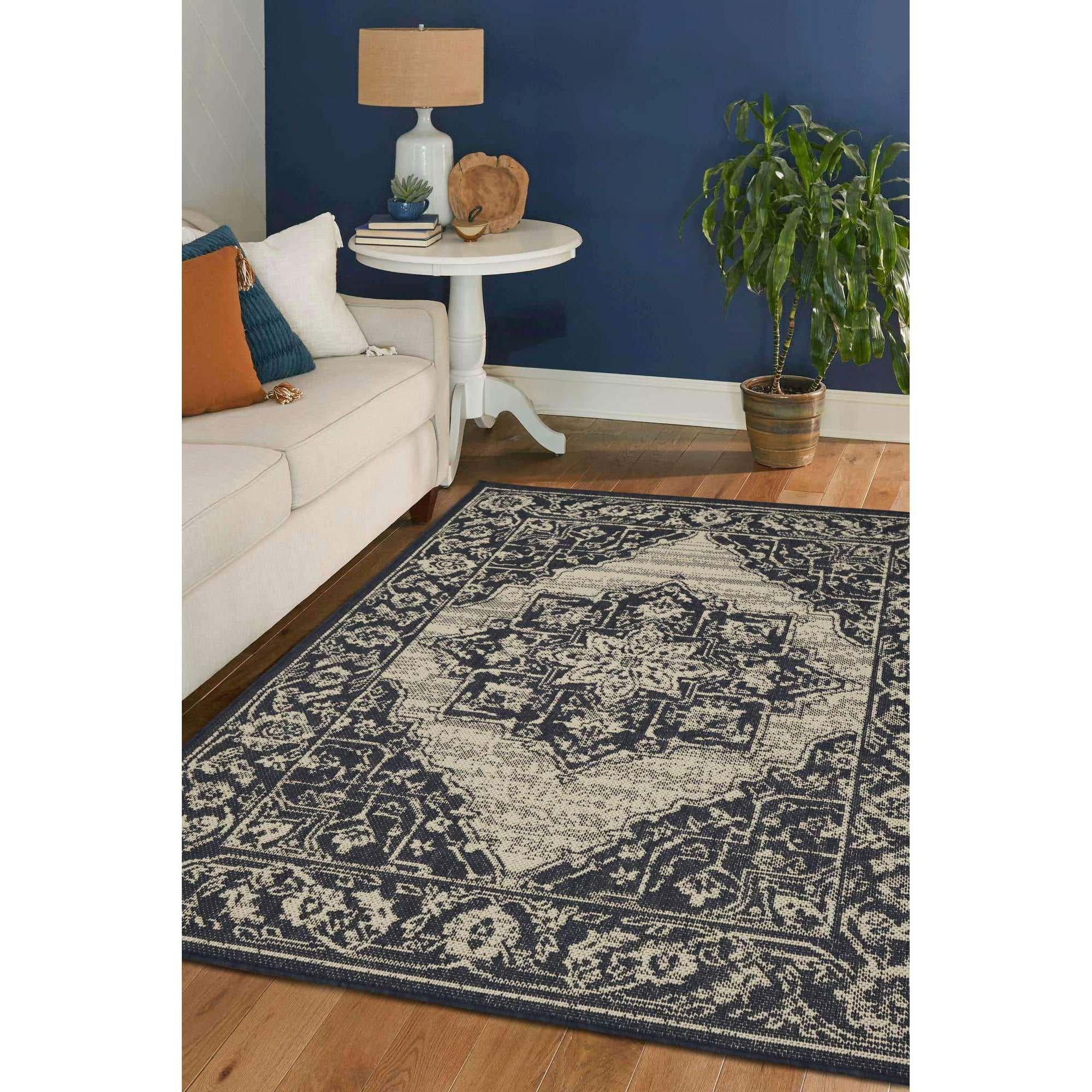 Homemaker  Gel Medallion Rug Navy - 60x110cm
