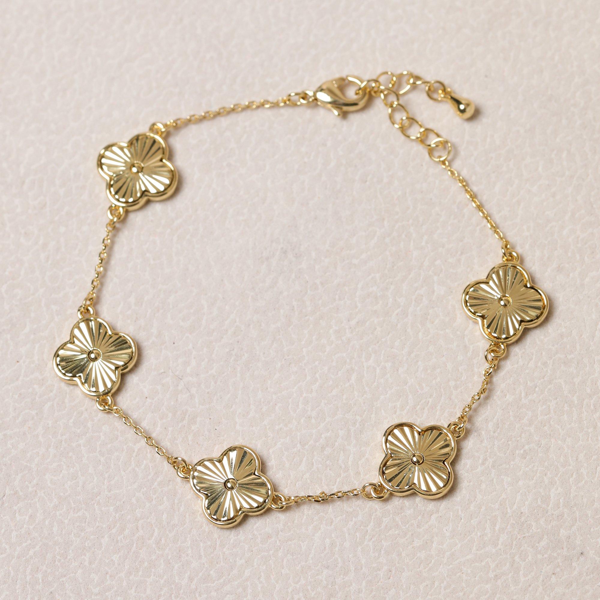 Jon Richard 14K Gold Plated Diamond Cut Clover Bracelet Chain