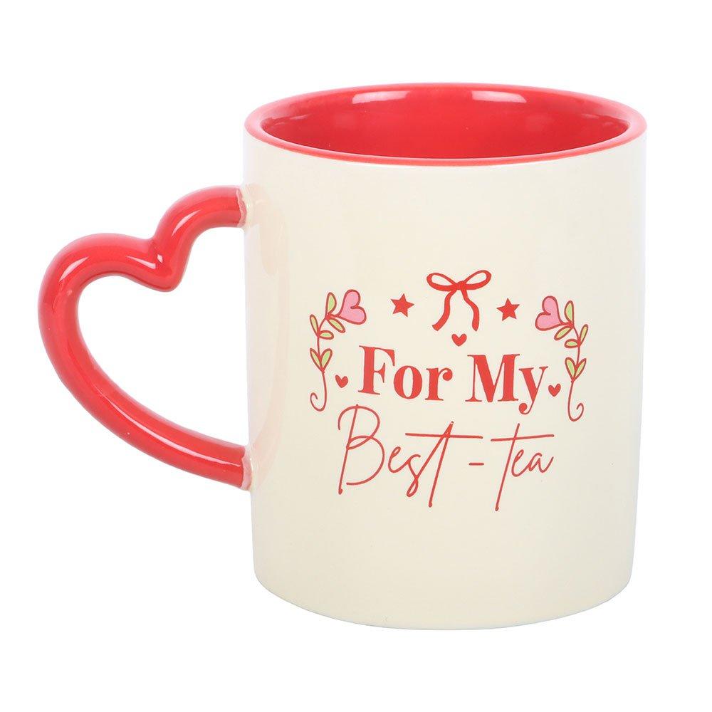 White - Something Different - For My Best-Tea Mug with Heart Handle - 2