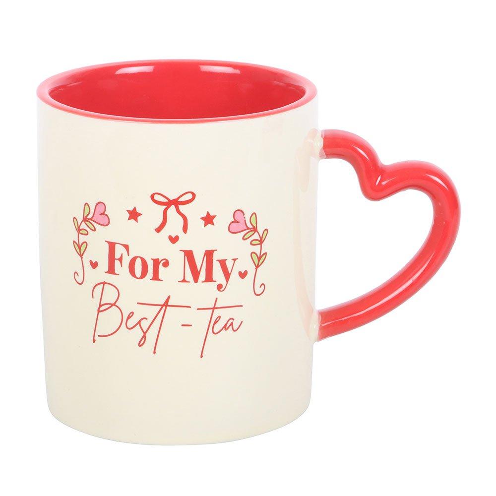 White - Something Different - For My Best-Tea Mug with Heart Handle - 4
