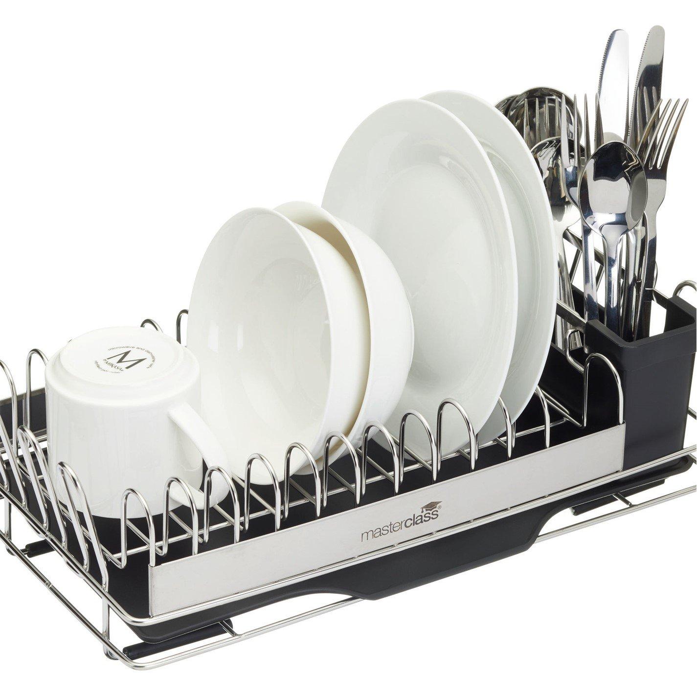 Silver - MasterClass - Compact Stainless Steel Dish Drainer - 6