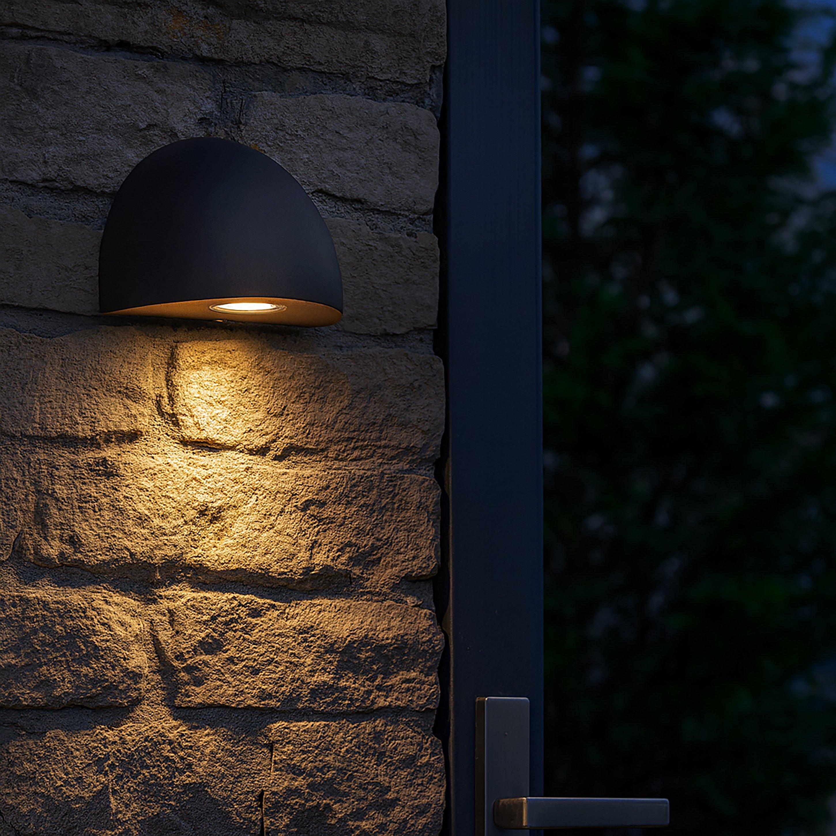 Lighting Collection  Quallipse - Led Outdoor Wall Light - Grey Black And