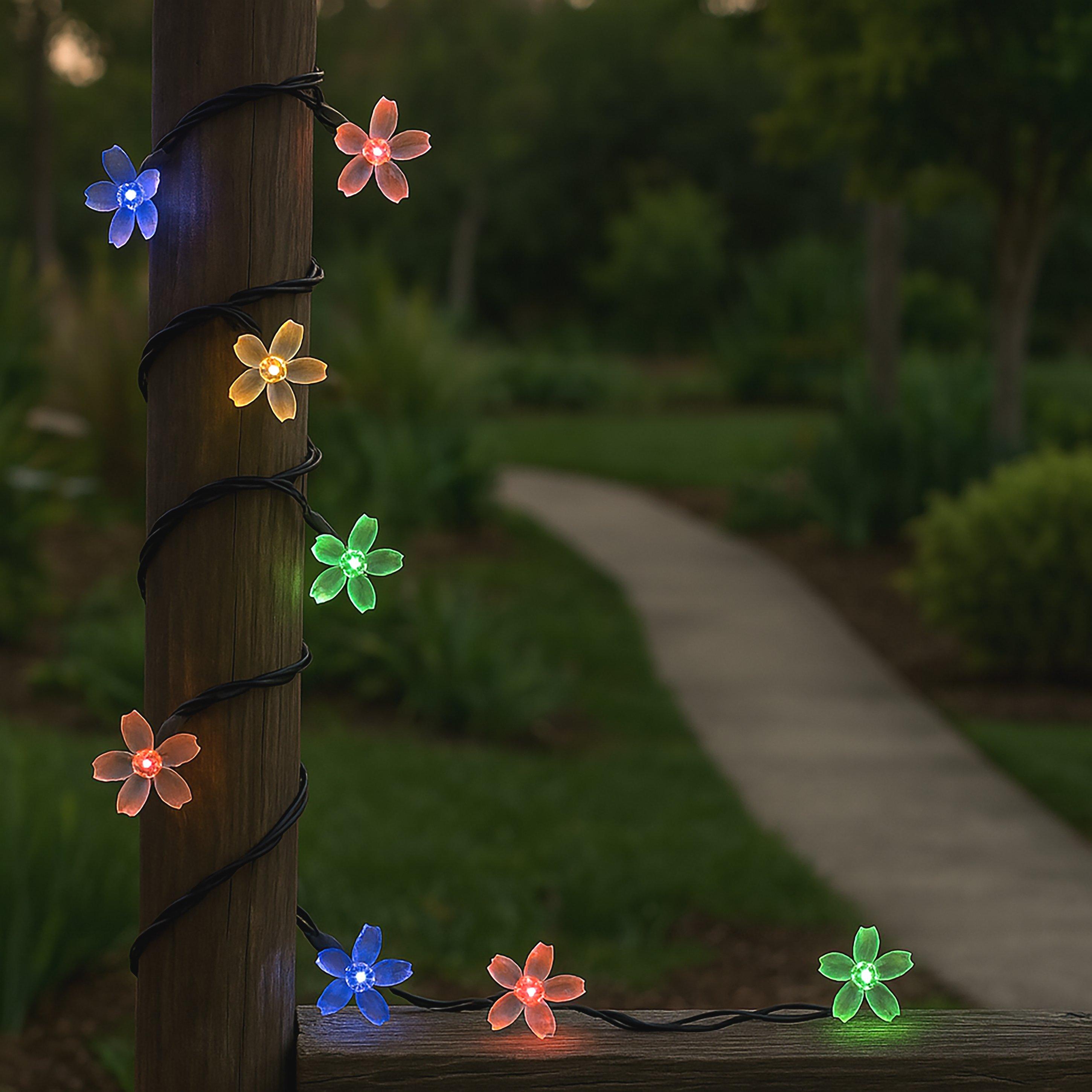 Black And Clear - Lighting Collection - SOLAR FLOWER HEAD BATTERY STRING LIGHTS - 1