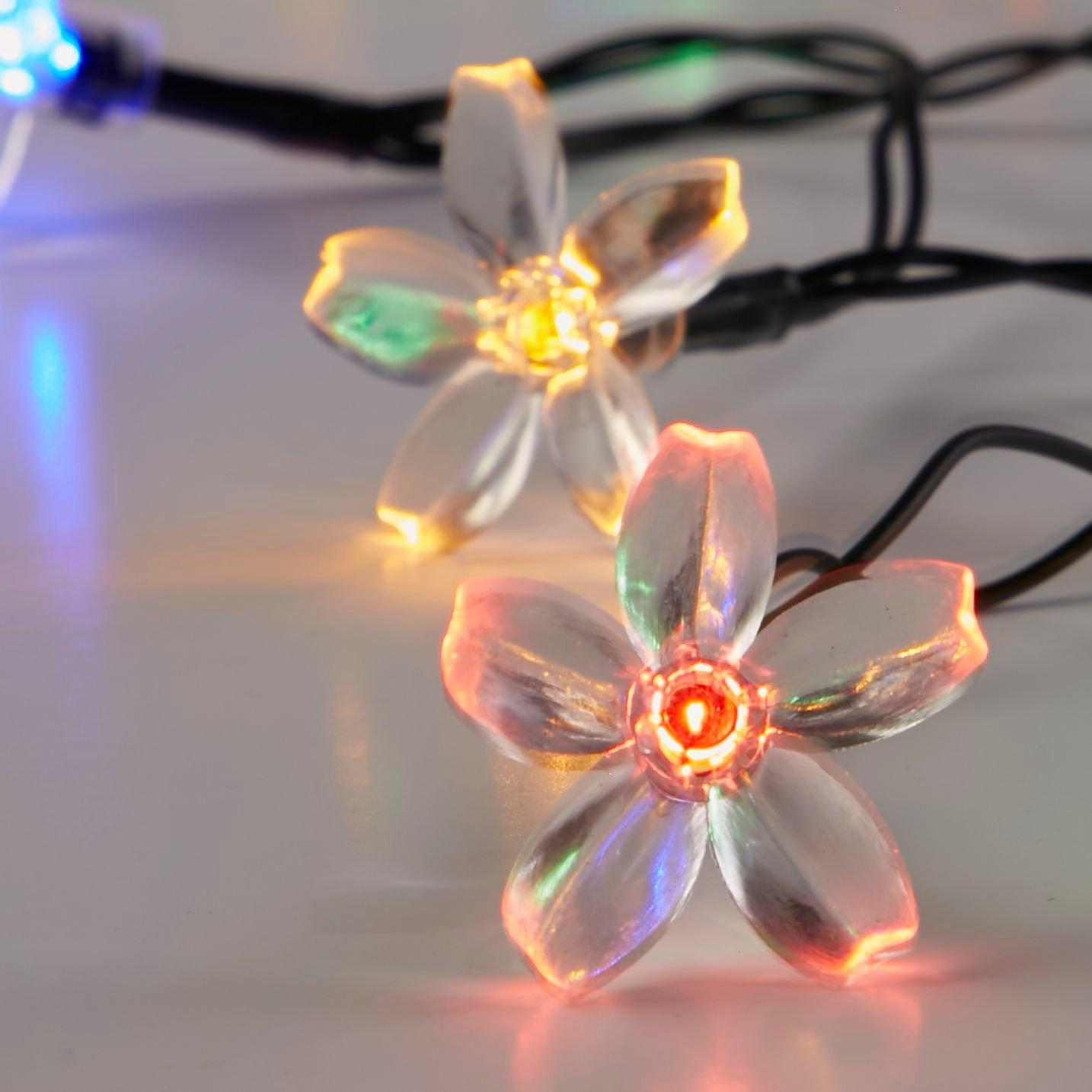 Black And Clear - Lighting Collection - SOLAR FLOWER HEAD BATTERY STRING LIGHTS - 4