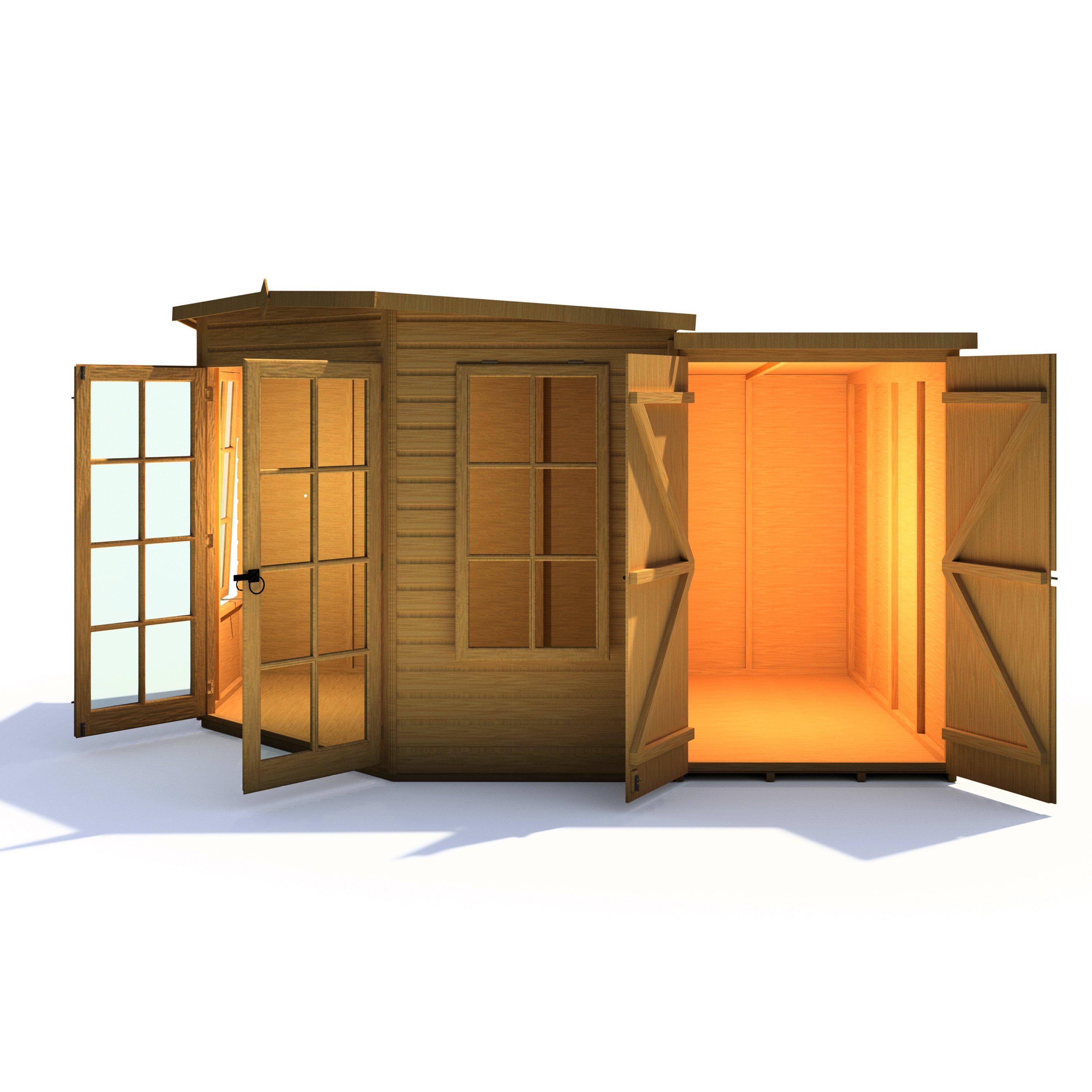 Wood - Shire - Hampton SummerHouse with Side Shed - 6