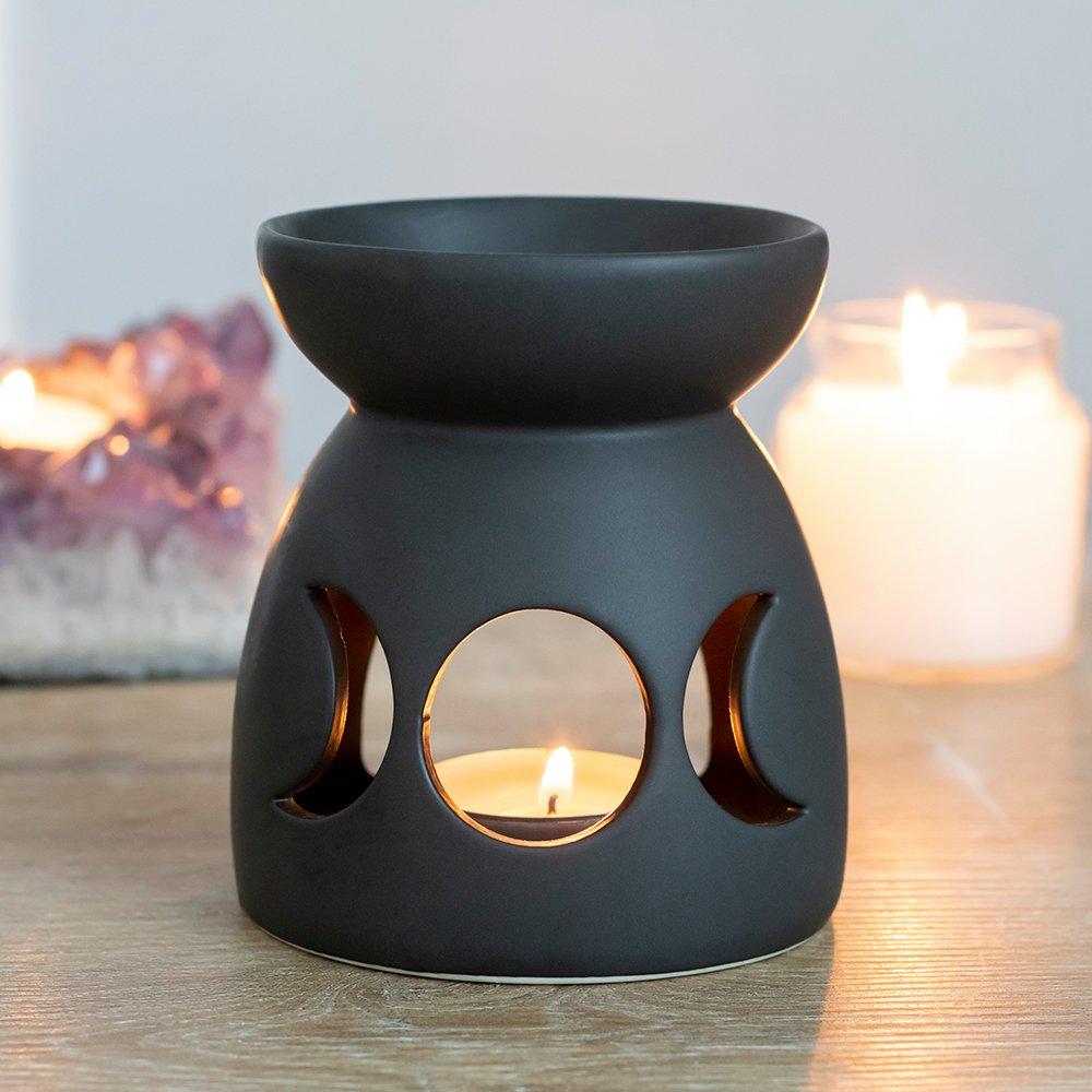 Something Different  Triple Moon Cut Out Oil Burner Black