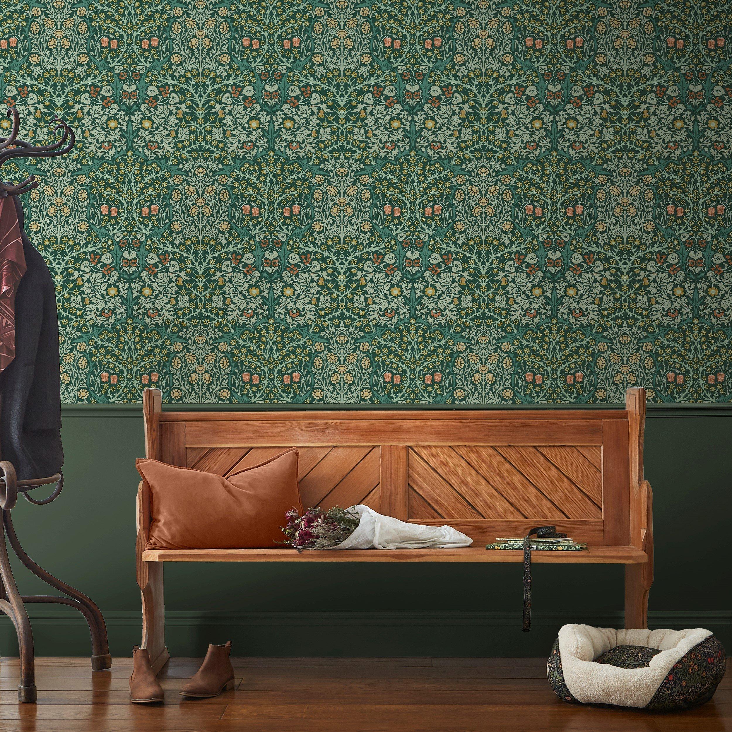 Deep Green - William Morris at Home - Blackthorn Deep Green Wallpaper - 1