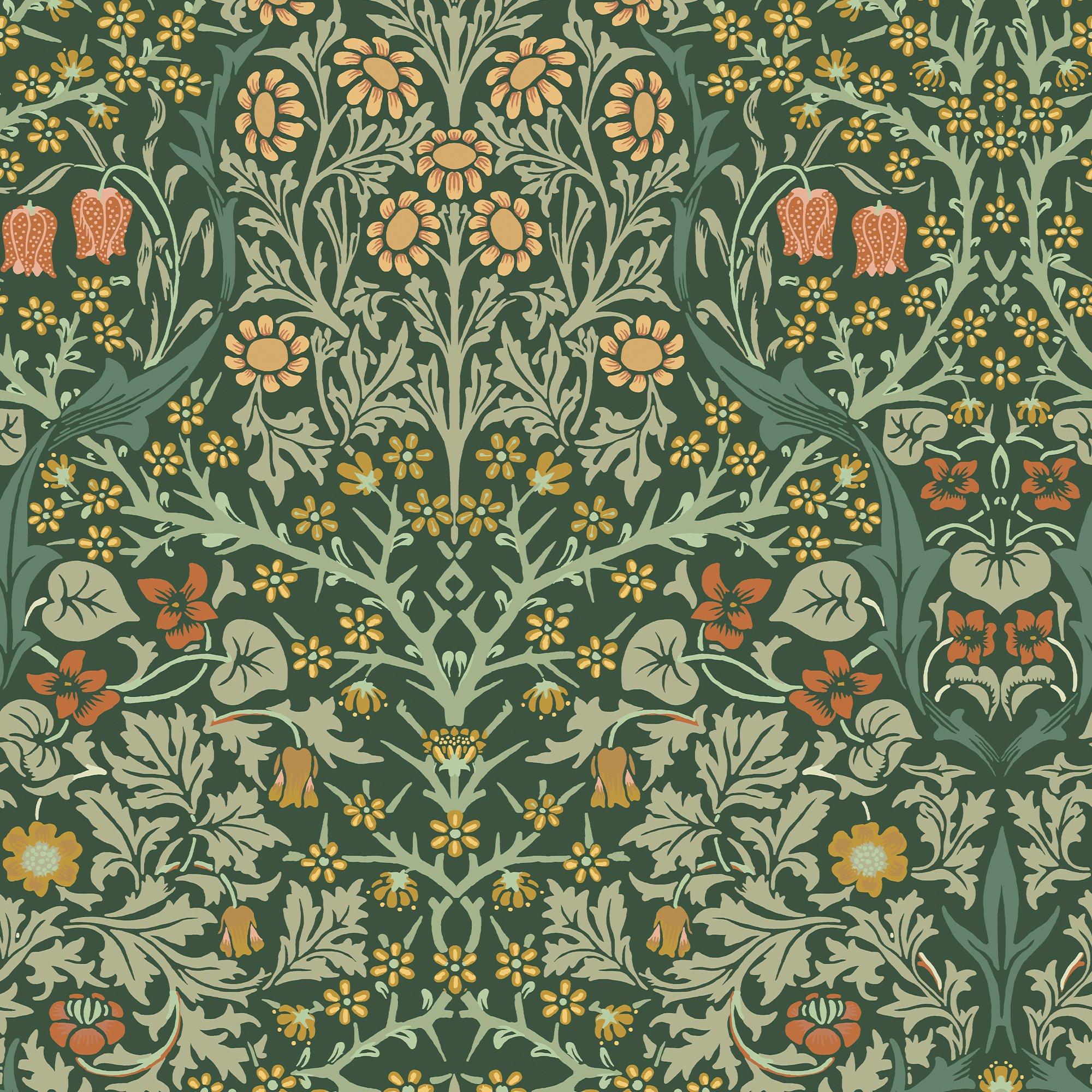 Deep Green - William Morris at Home - Blackthorn Deep Green Wallpaper - 2