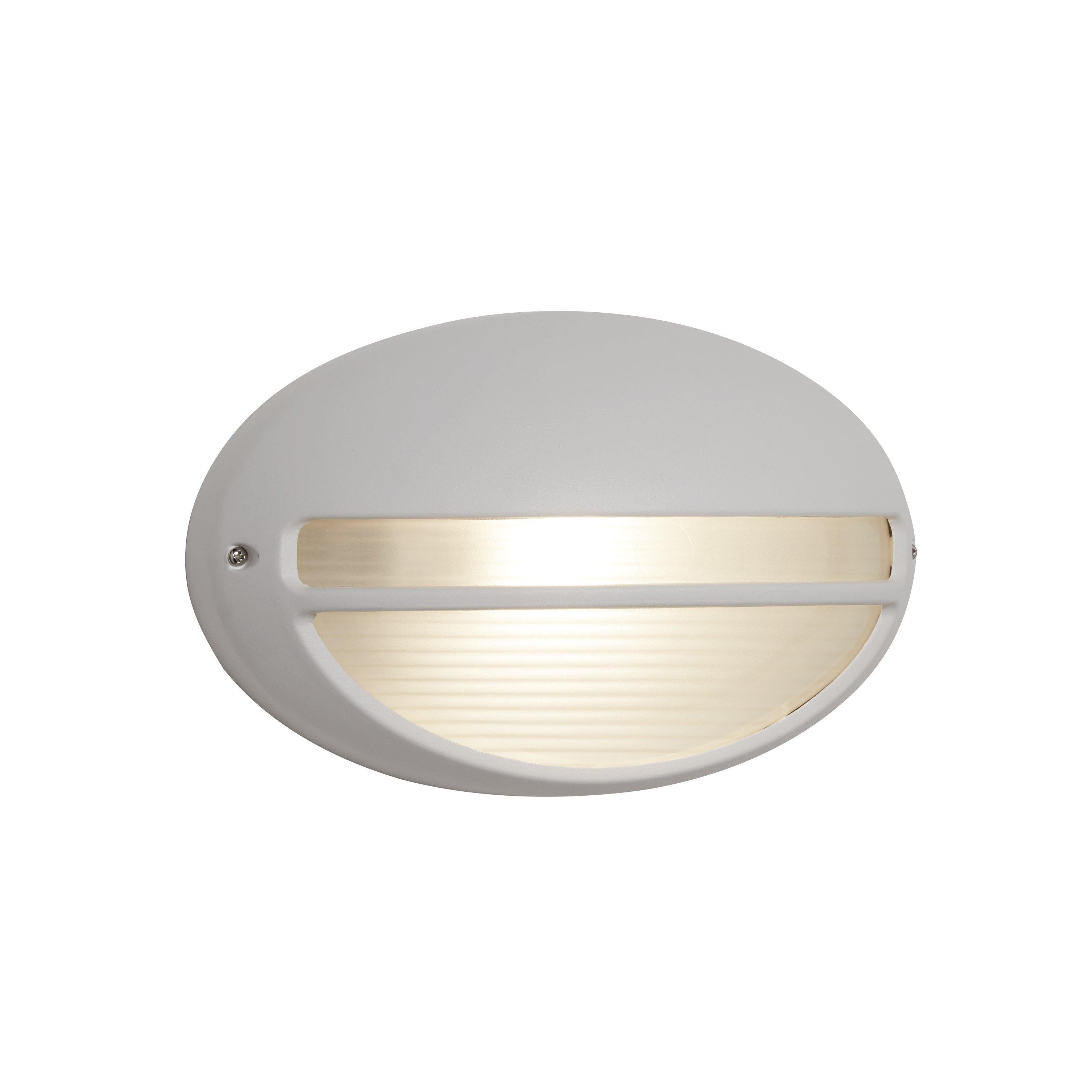 White - Lighting Collection - White Oval Outdoor Light With Ridged Glass - 2