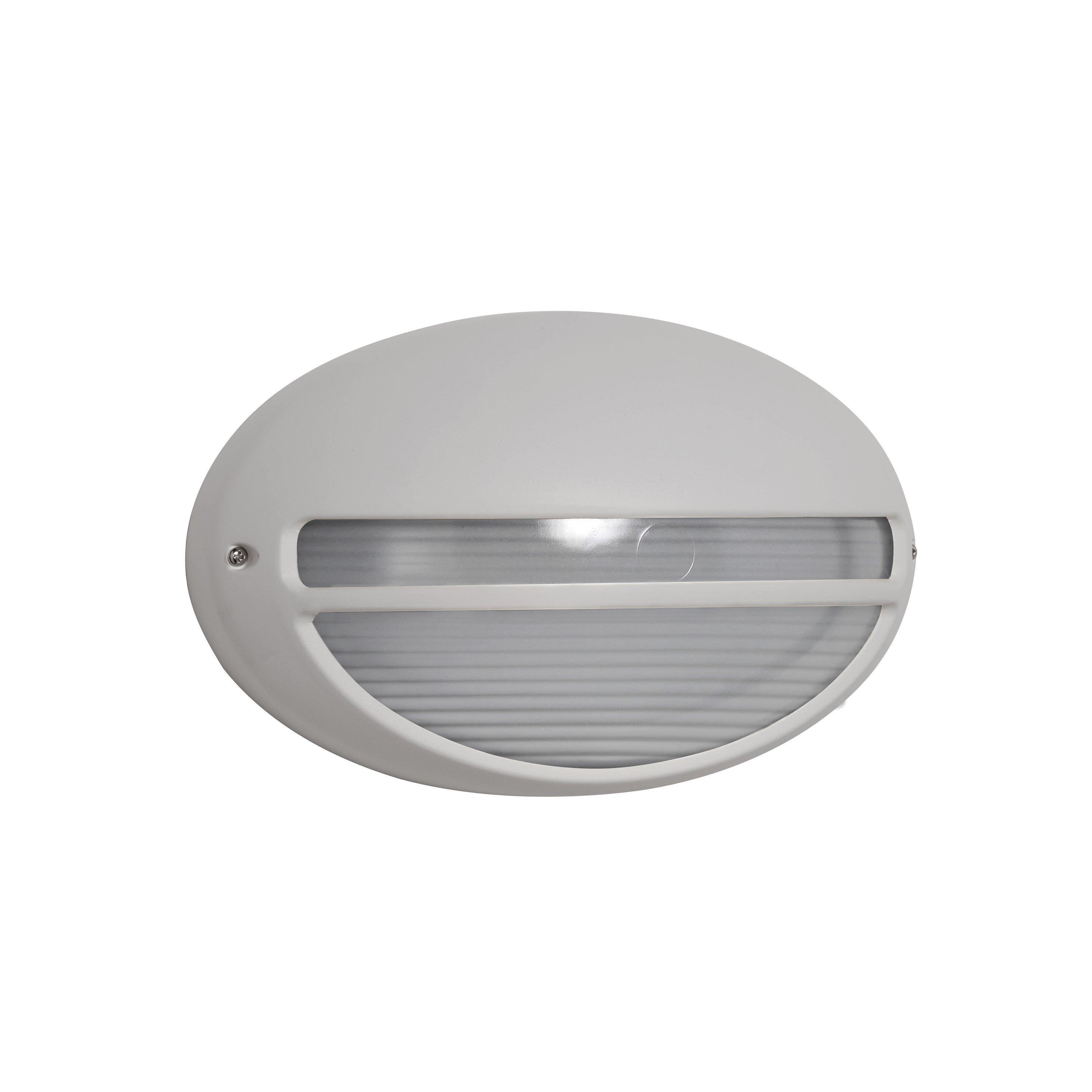 White - Lighting Collection - White Oval Outdoor Light With Ridged Glass - 3