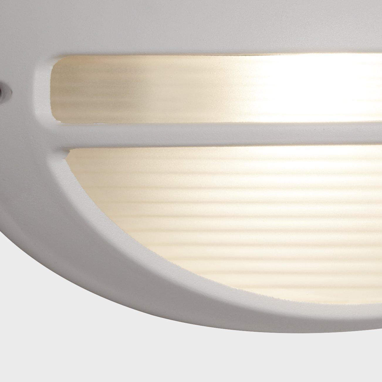 White - Lighting Collection - White Oval Outdoor Light With Ridged Glass - 4
