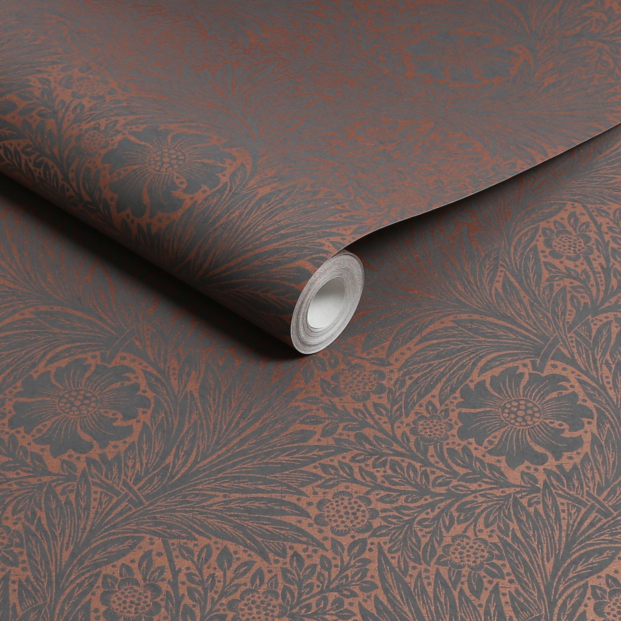 Charcoal - William Morris at Home - Marigold Fibrous Charcoal Wallpaper - 3