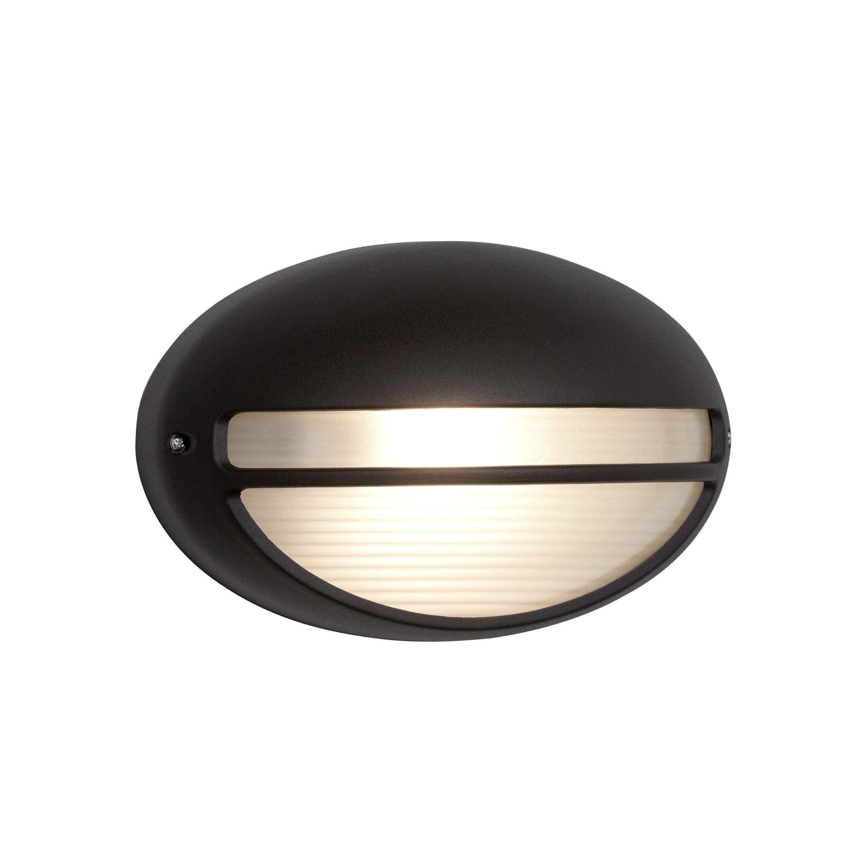 Black - Lighting Collection - Black Oval Outdoor Light With Ridged Glass - 2