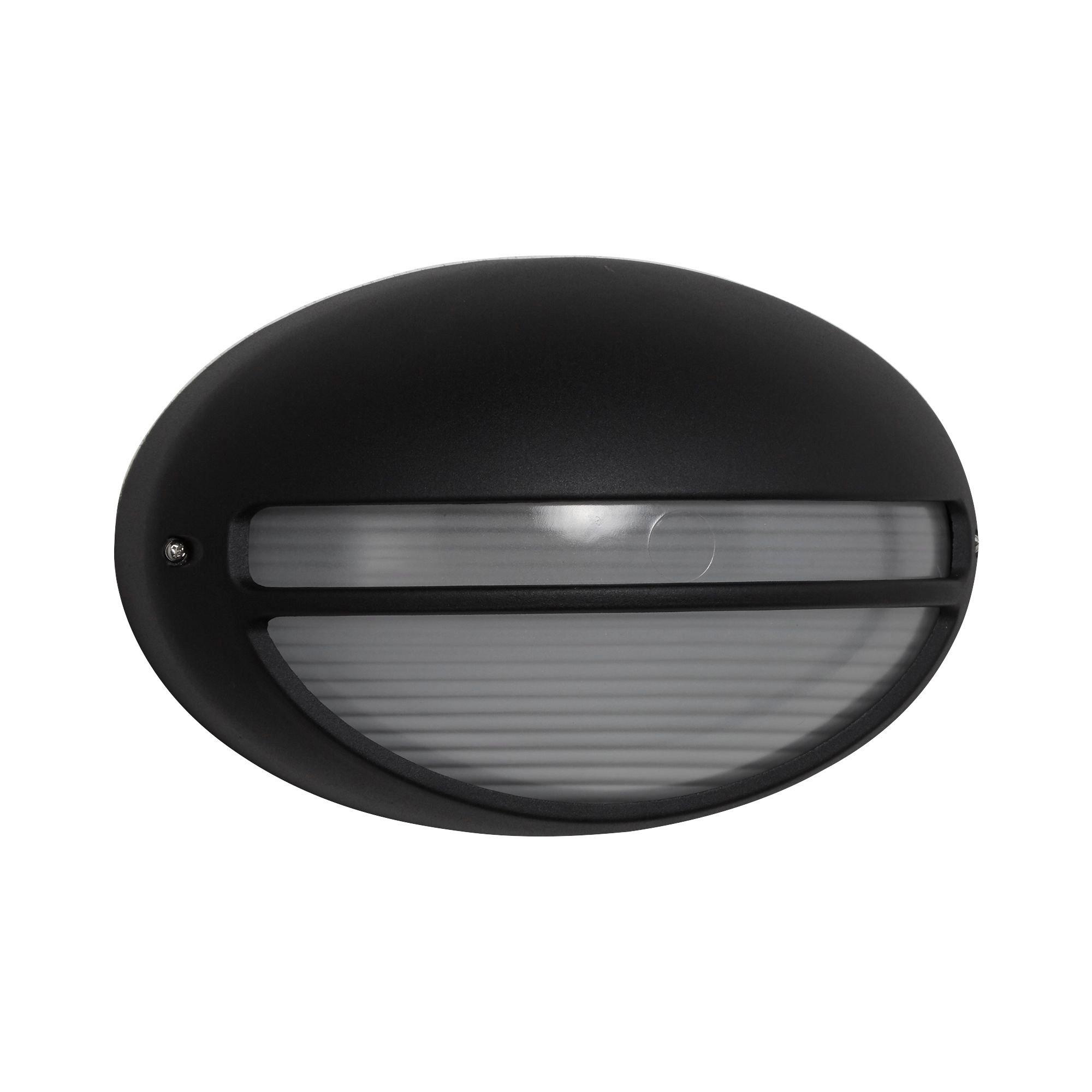 Black - Lighting Collection - Black Oval Outdoor Light With Ridged Glass - 3