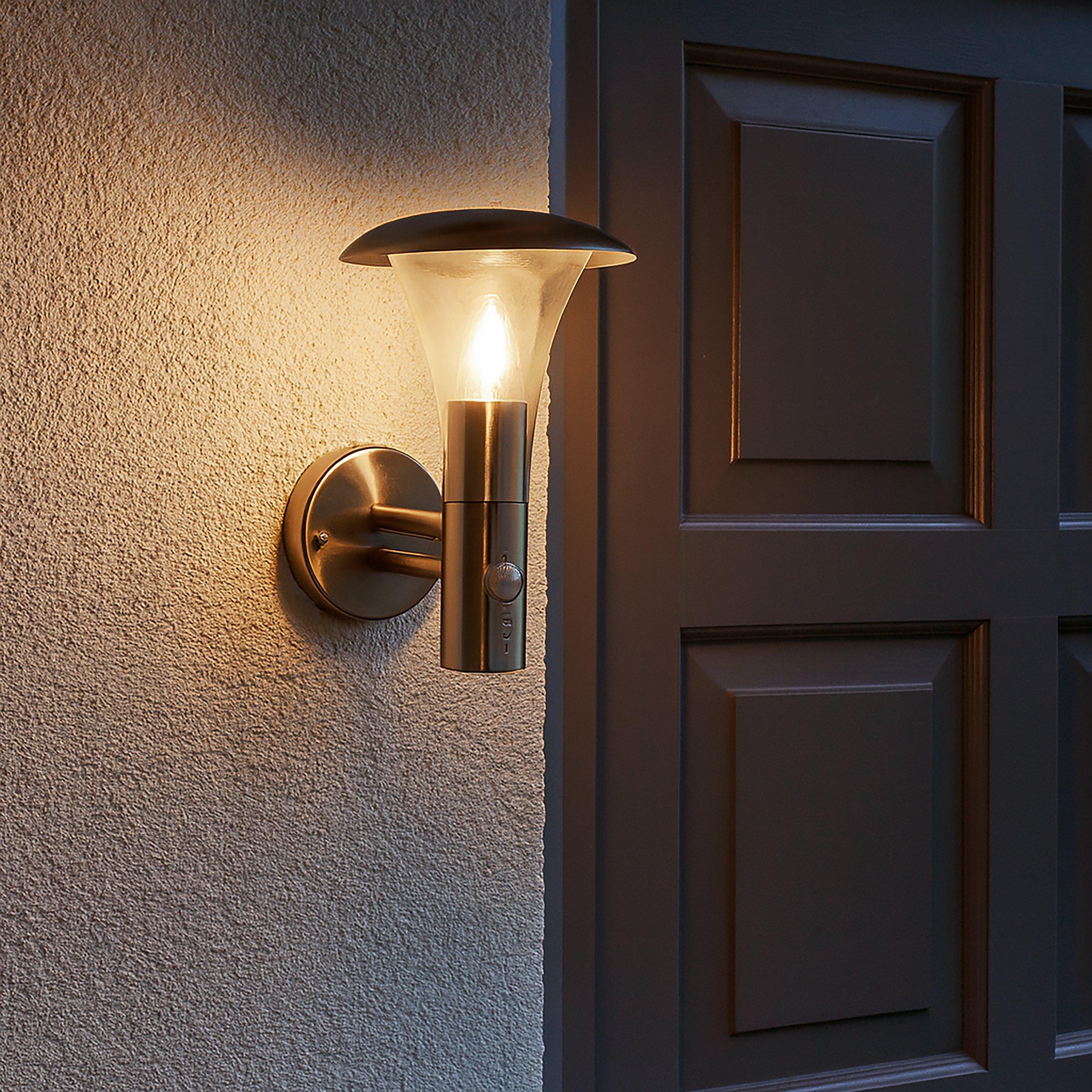 Stainless Steel - Lighting Collection - Pir Candle Outdoor Hardwired Wall Light - 1