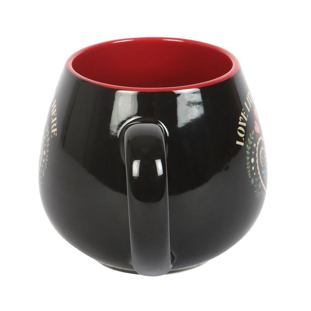 White - Something Different - Love Lives Here Folk Heart Rounded Mug - 3