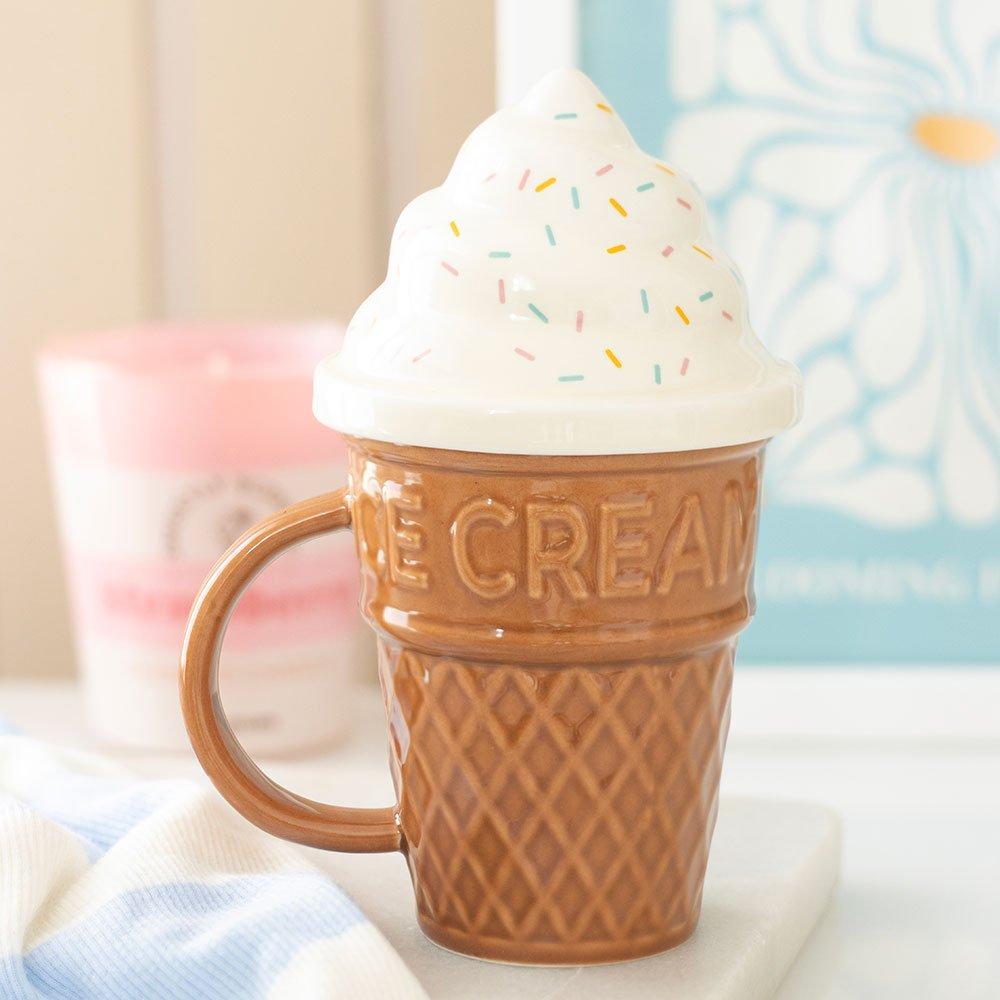 White - Something Different - Ice Cream Cone Lidded Mug - 6
