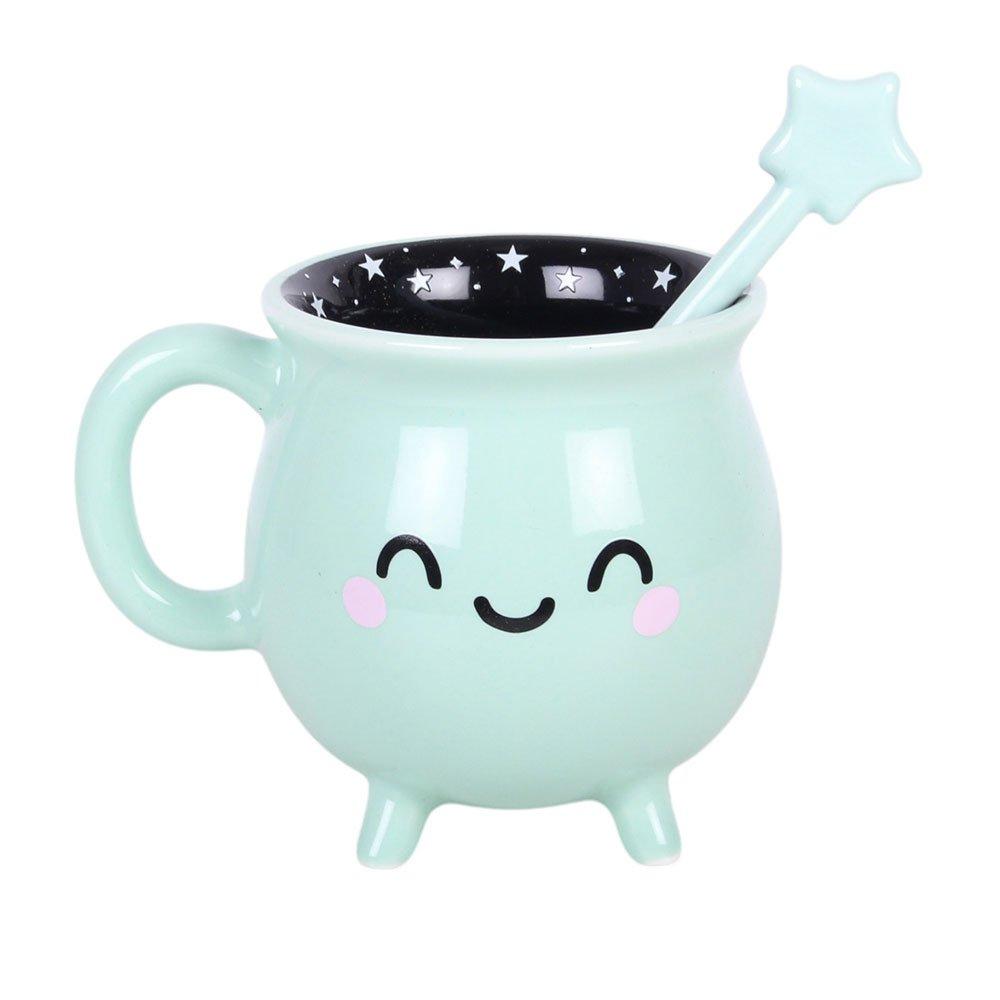 White - Something Different - Mint Green Cauldron Mug with Wand Stirrer - 2