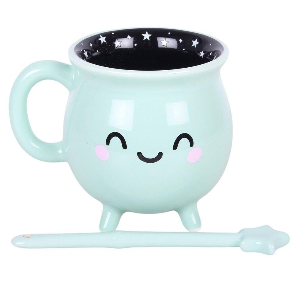 White - Something Different - Mint Green Cauldron Mug with Wand Stirrer - 3