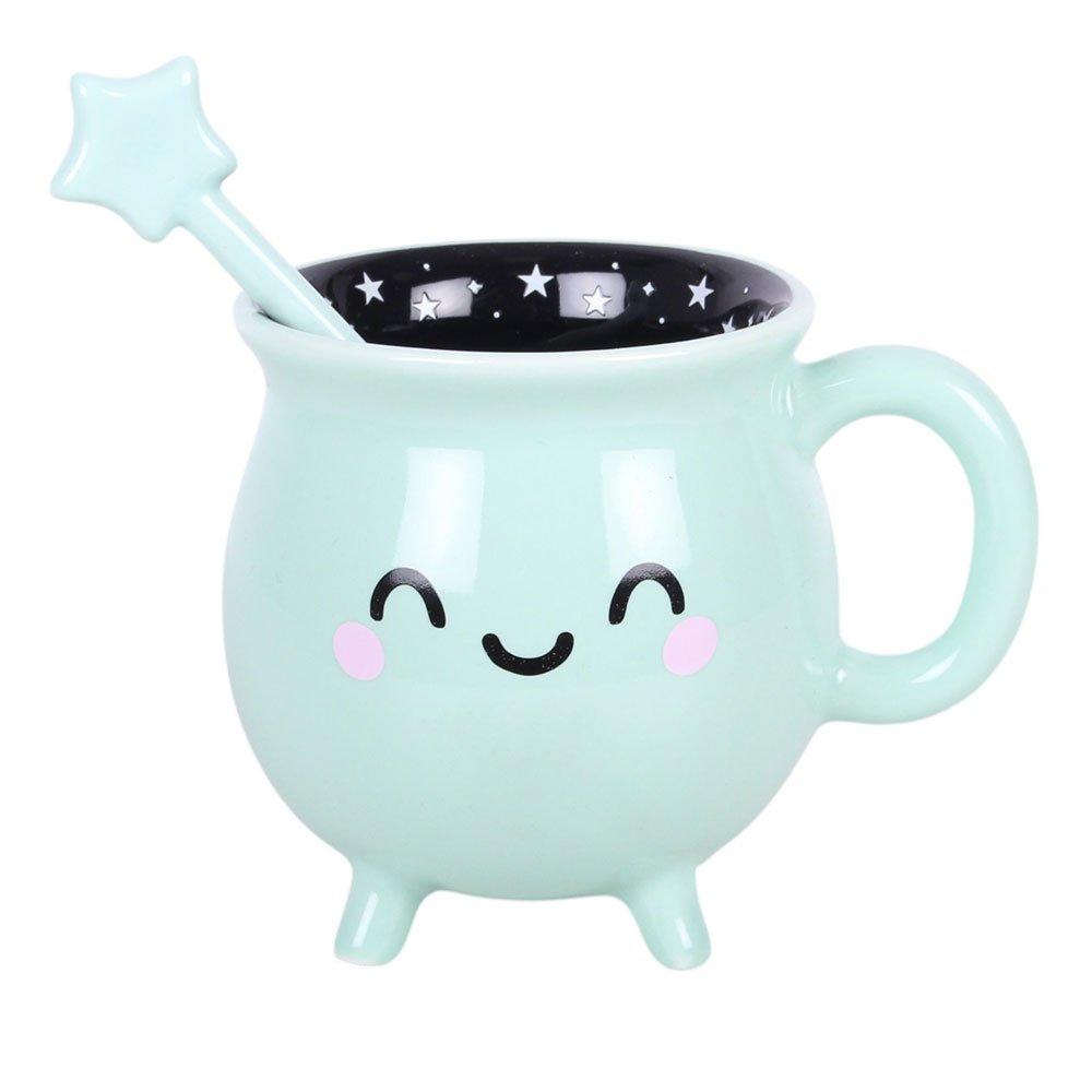 White - Something Different - Mint Green Cauldron Mug with Wand Stirrer - 4