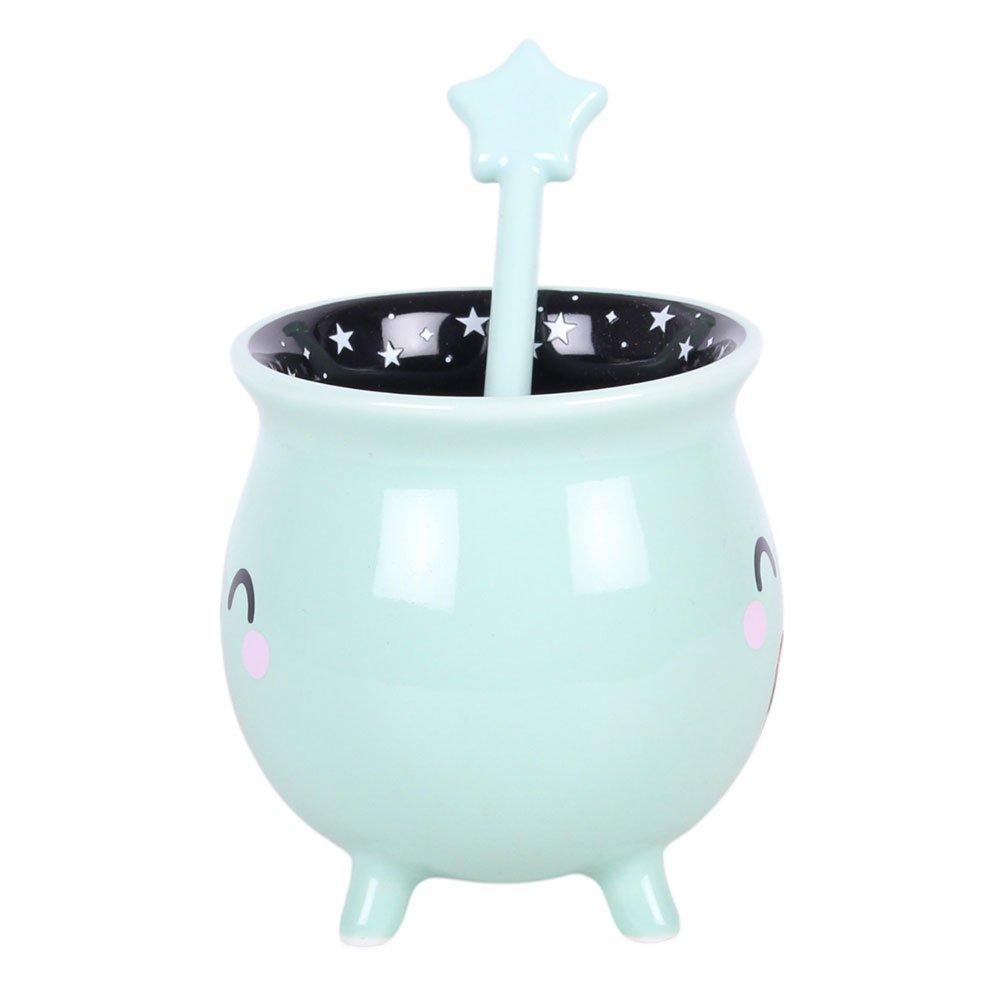 White - Something Different - Mint Green Cauldron Mug with Wand Stirrer - 5