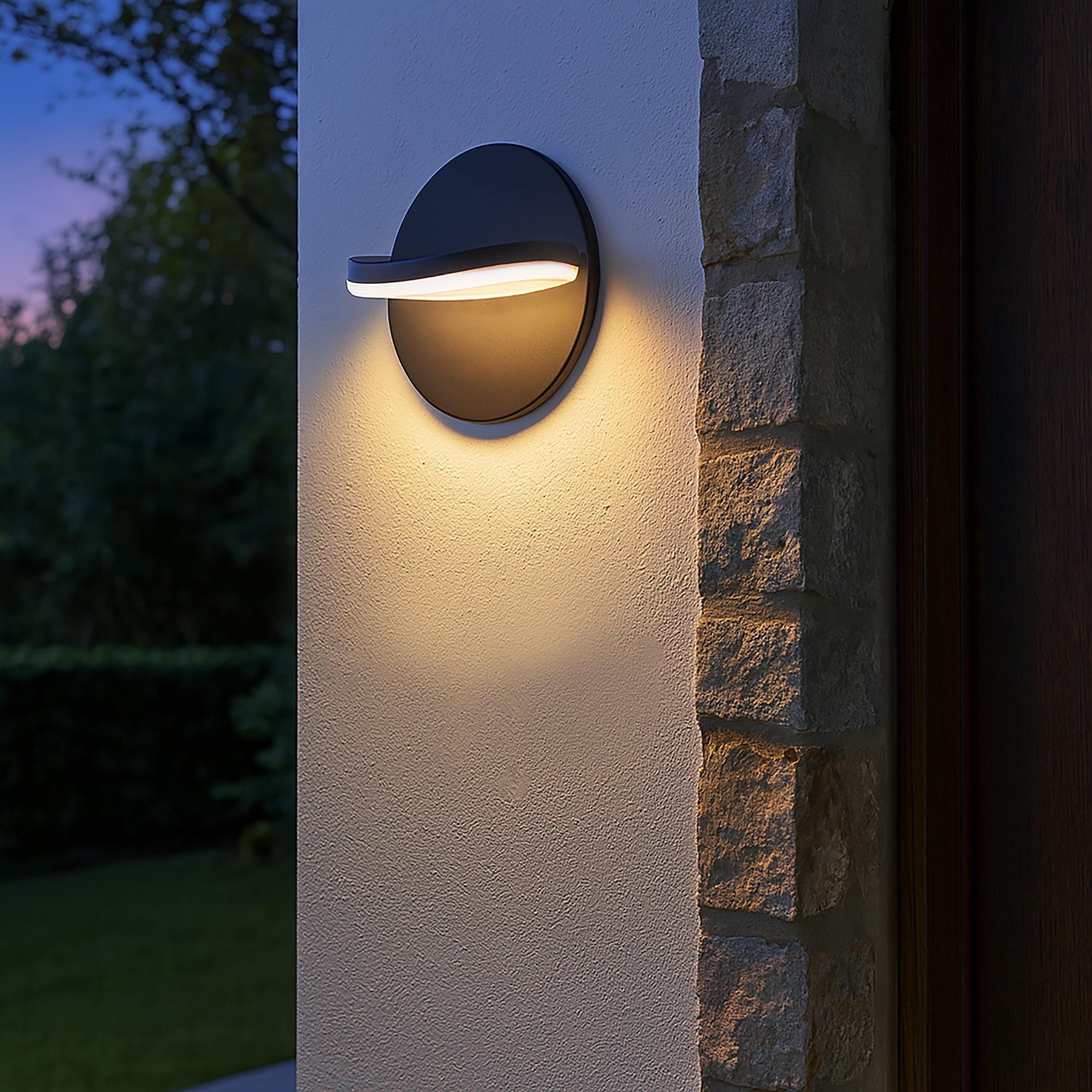 Lighting Collection  Miro - Led Outdoor Wall Light - Grey And Opal W