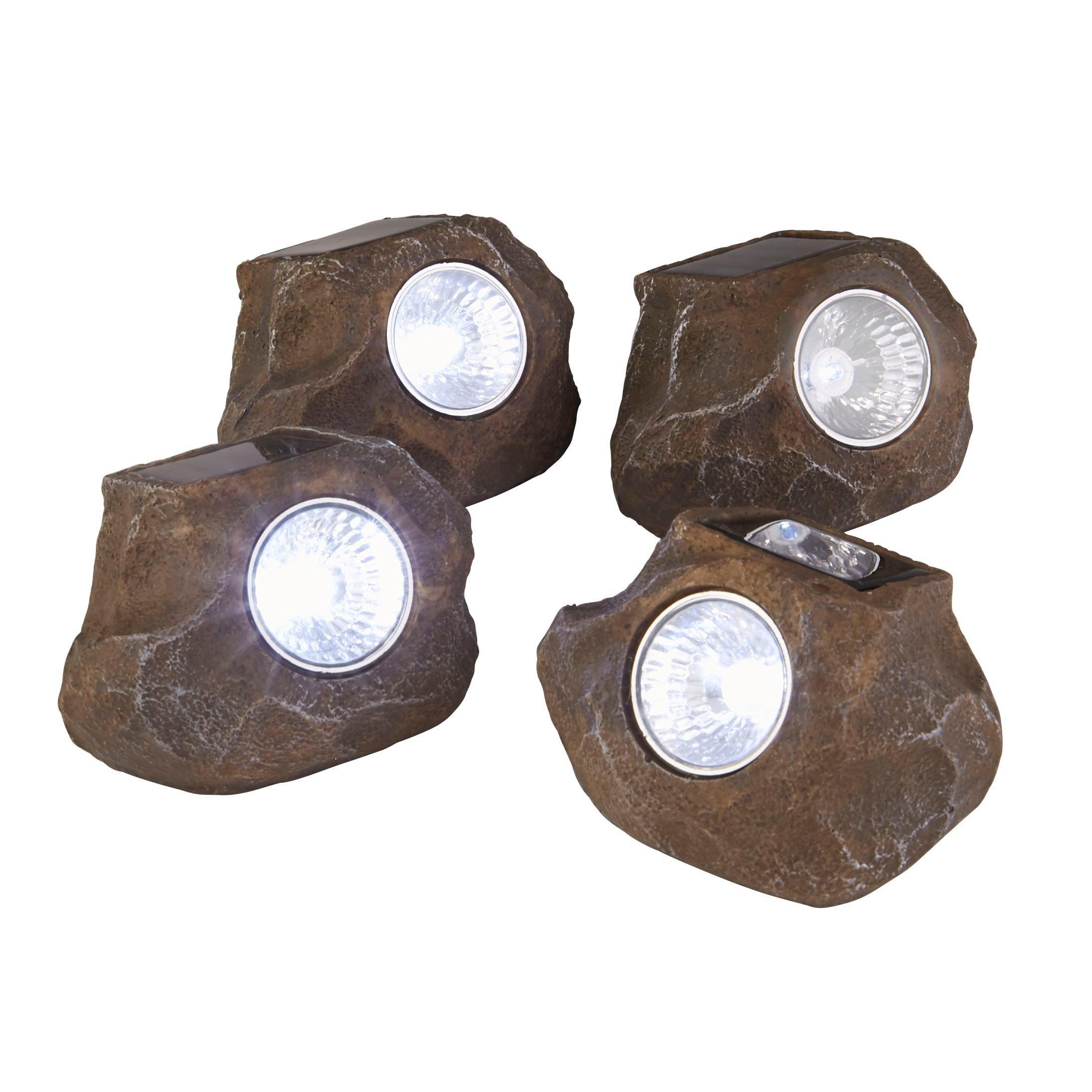 Brown (Limeston - Lighting Collection - SET OF 4 LED SOLAR ROCK LIGHTS - 2