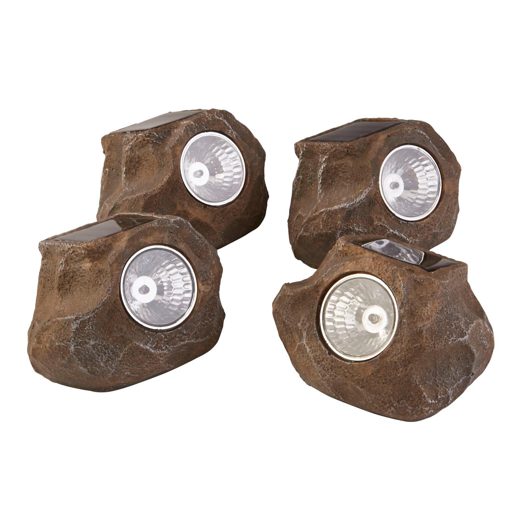 Brown (Limeston - Lighting Collection - SET OF 4 LED SOLAR ROCK LIGHTS - 3