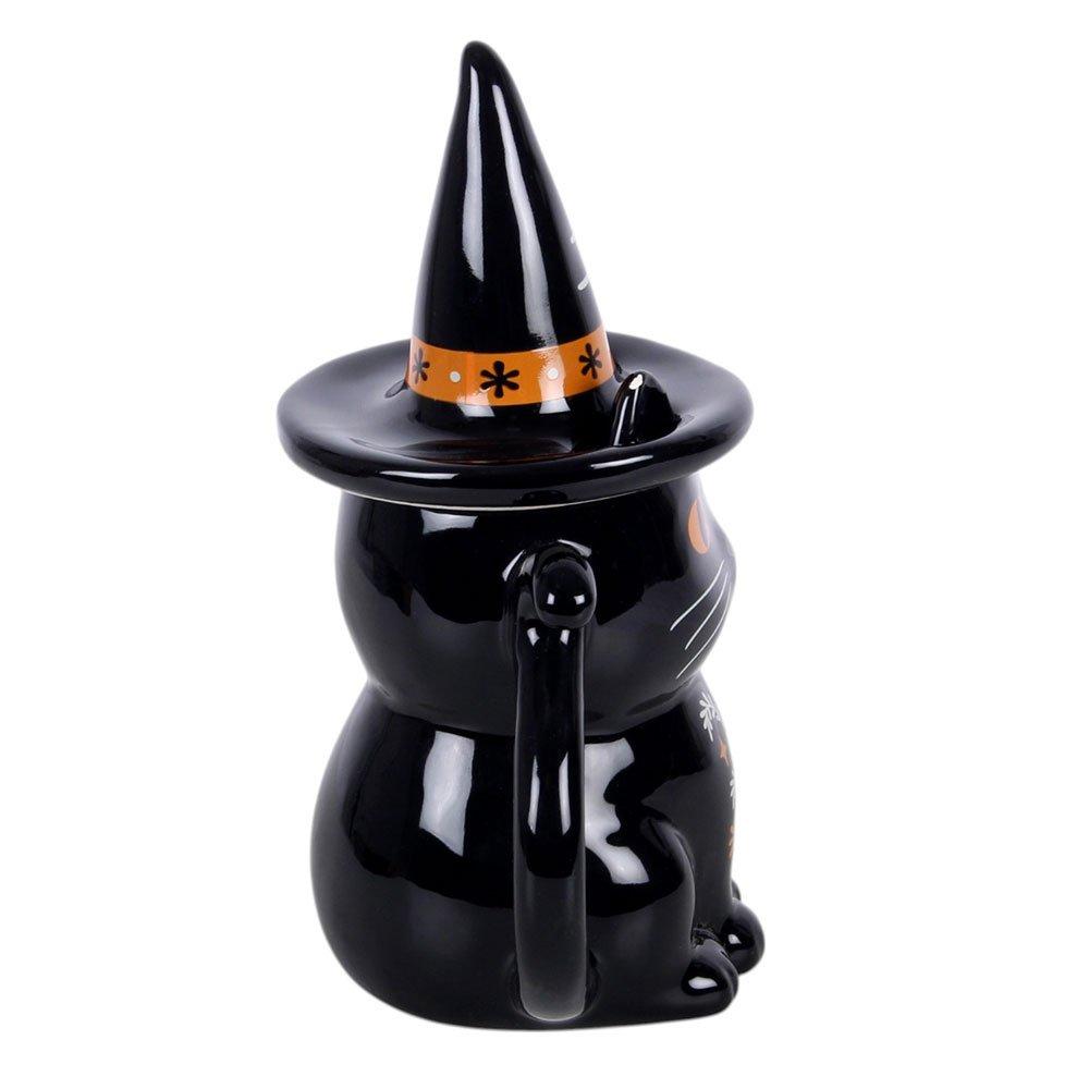 White - Something Different - Frightful Folk Black Cat Lidded Mug - 4