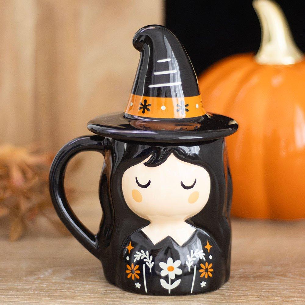 White - Something Different - Frightful Folk Witch Lidded Mug - 1