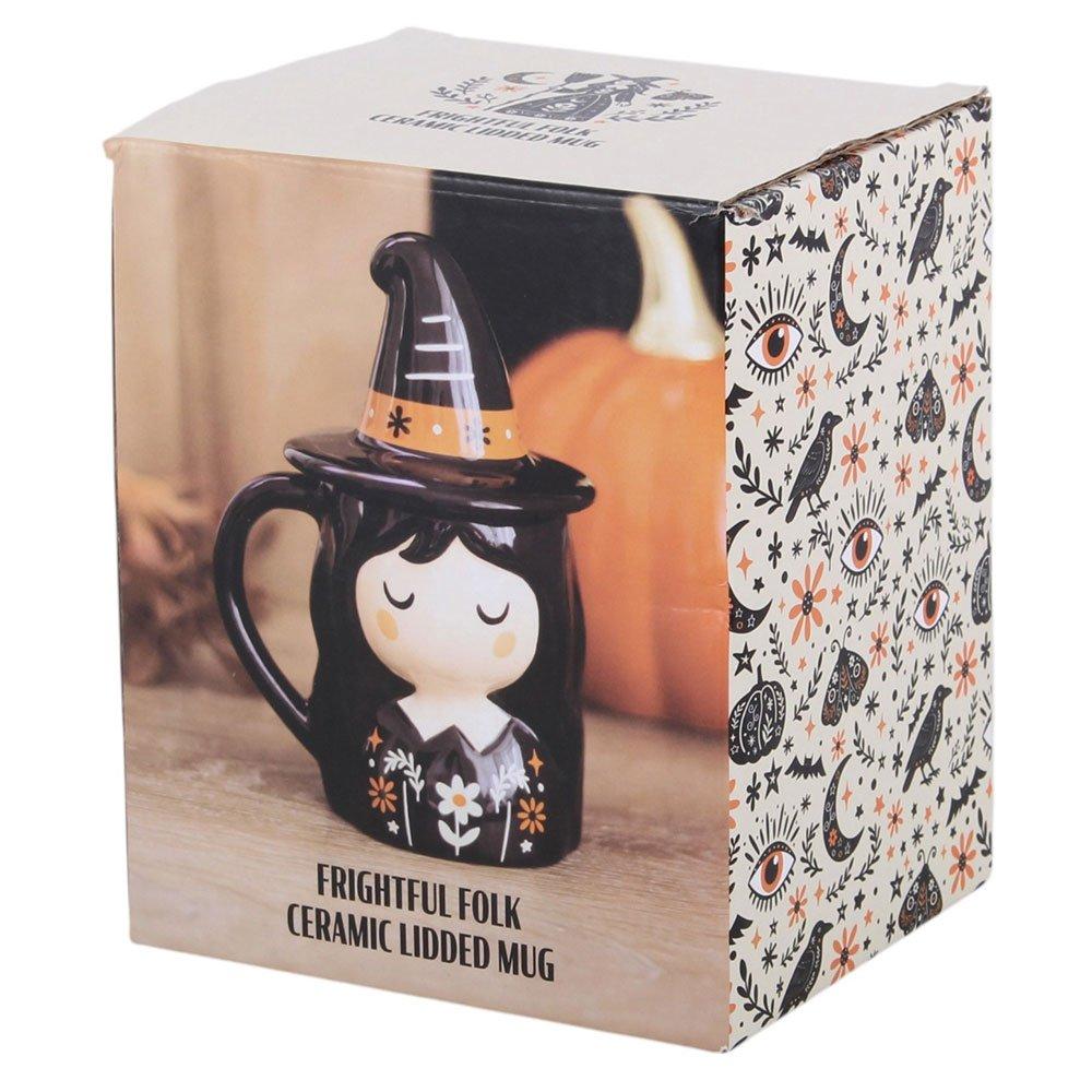 White - Something Different - Frightful Folk Witch Lidded Mug - 6