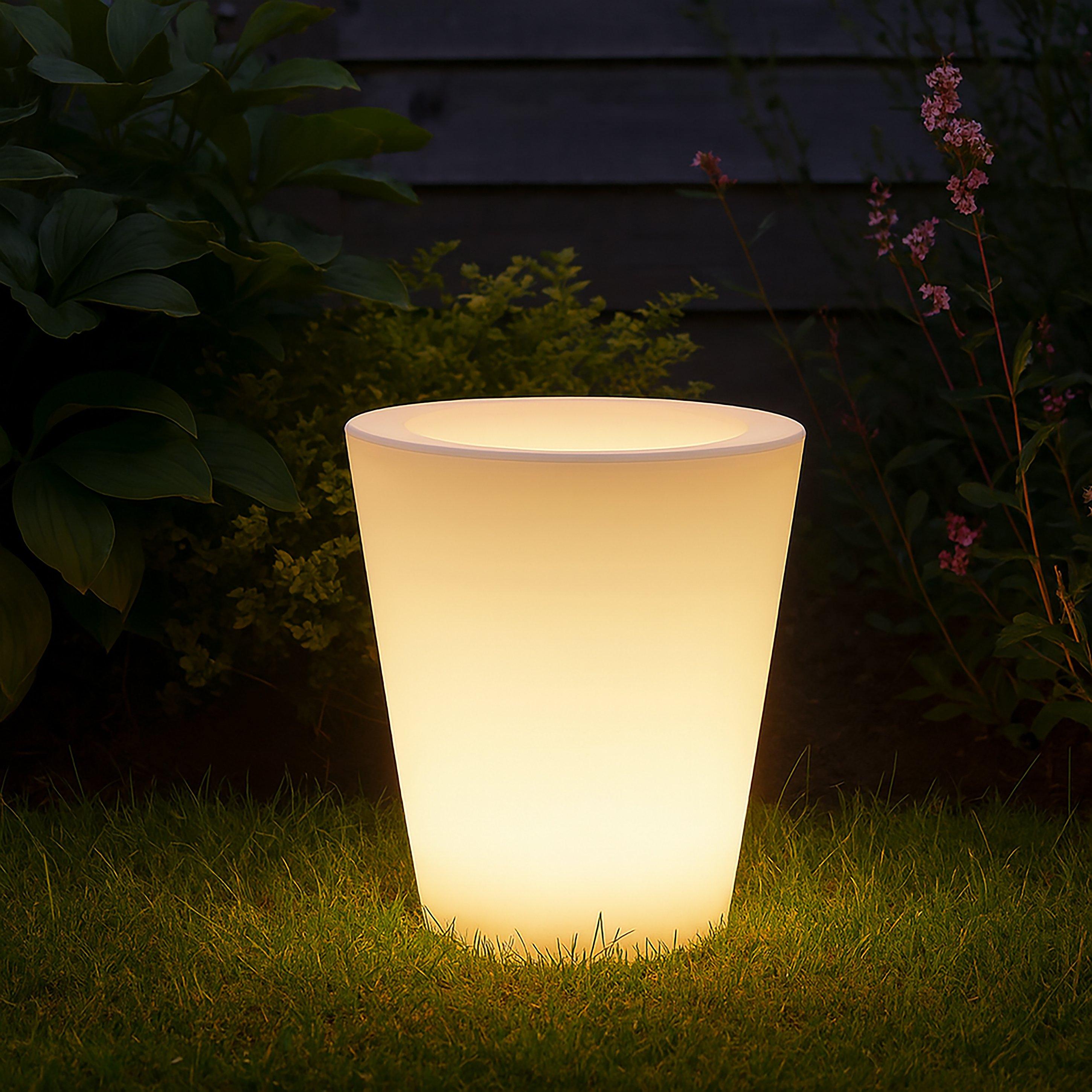White - Lighting Collection - SOLAR OUTDOOR LED FLOWER POT - 1