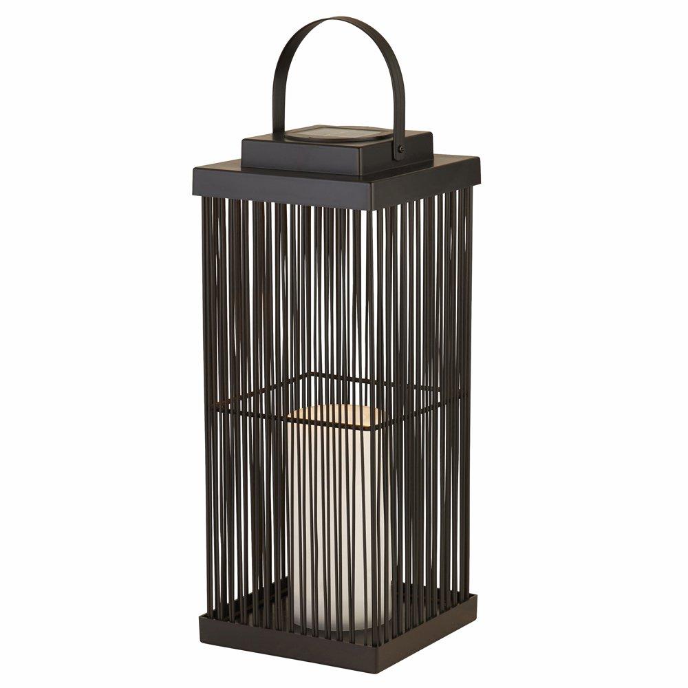 Black White And - Lighting Collection - LARGE SOLAR OUTDOOR RATTAN FRAME LANTERN - 2