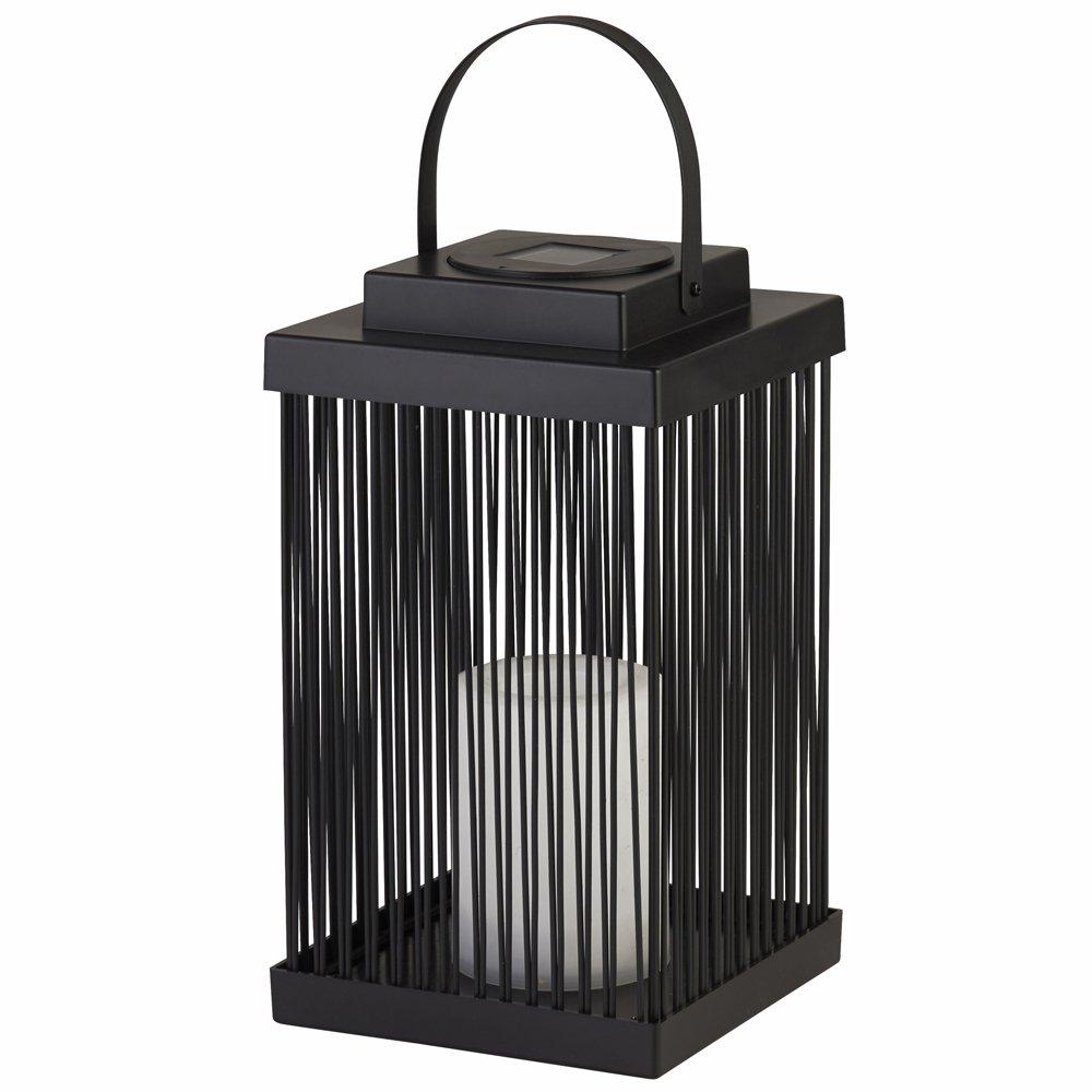 Black White And - Lighting Collection - MEDIUM SOLAR OUTDOOR RATTAN FRAME LANTERN - 3