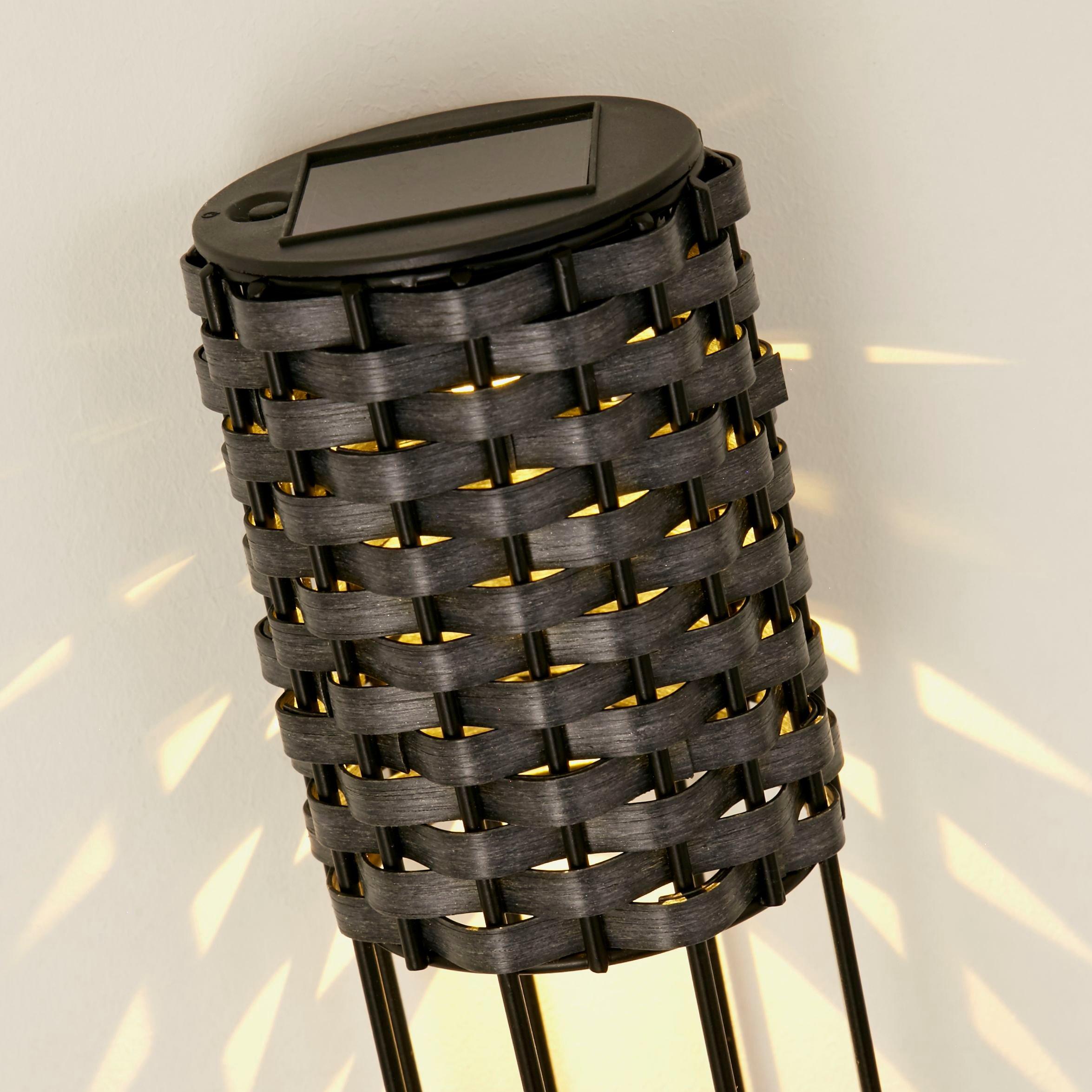 Black - Lighting Collection - RATTAN SOLAR STAKE LIGHT - SET OF 2 - 4