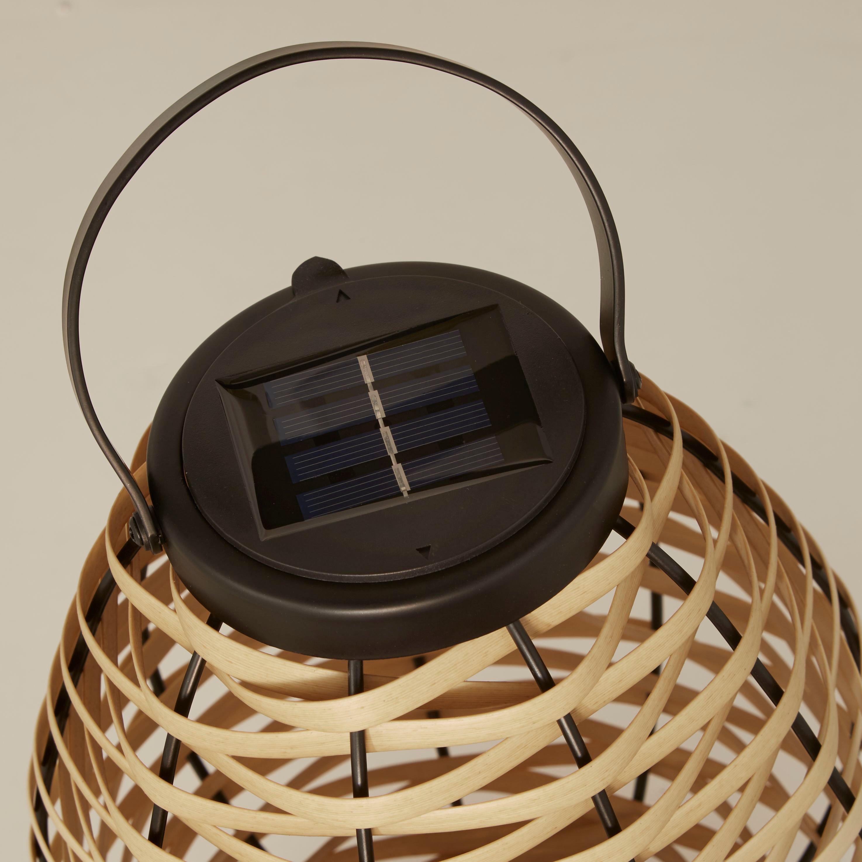 Black And Cream - Lighting Collection - RATTAN WEAVE SOLAR LANTERN - 4