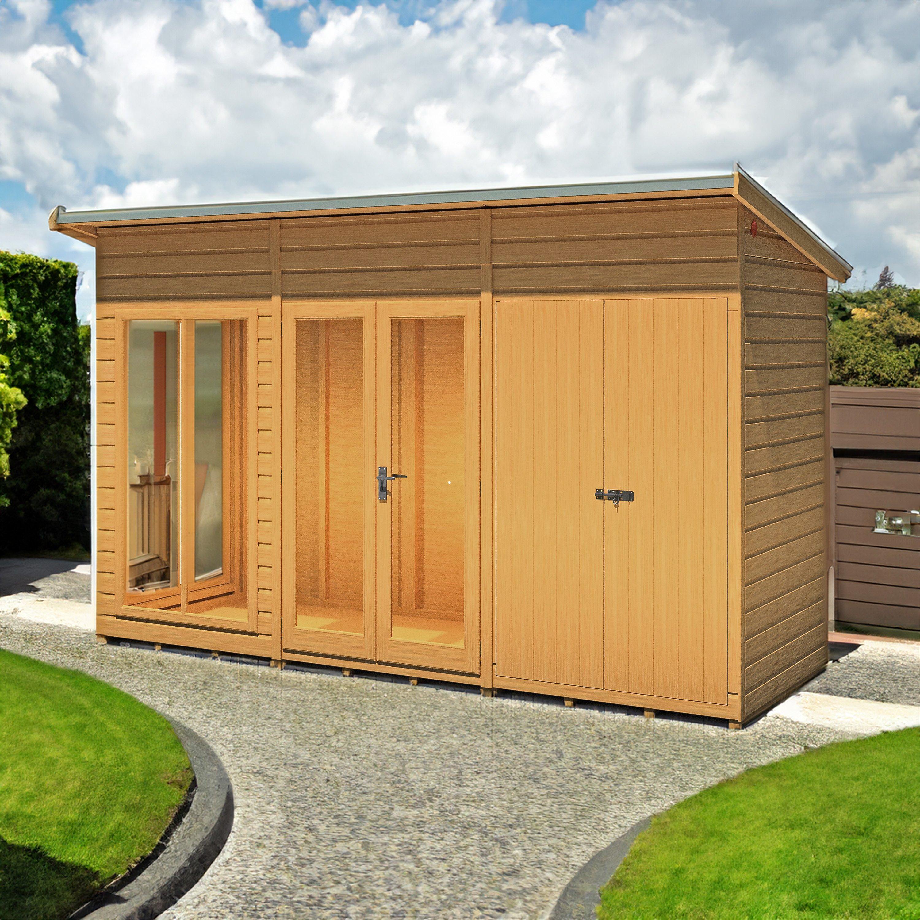 Shire  Lela 12X4 Summerhouse Inc Storage - Wood - 12 x 4ft